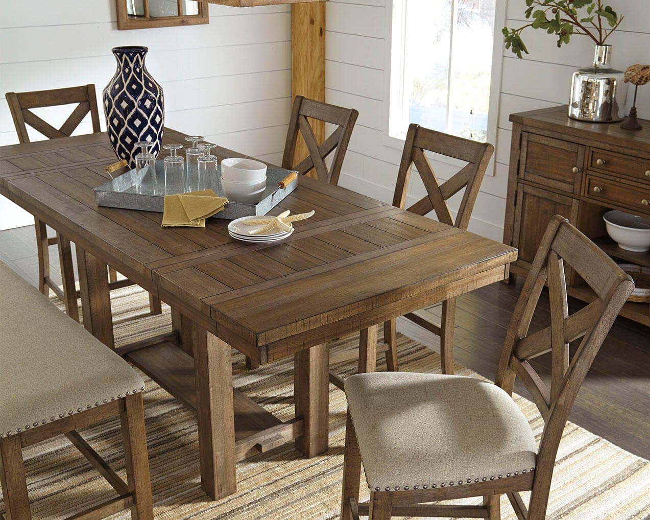 Moriville Counter Height Dining Extension Table — Brown/Beige — view 2