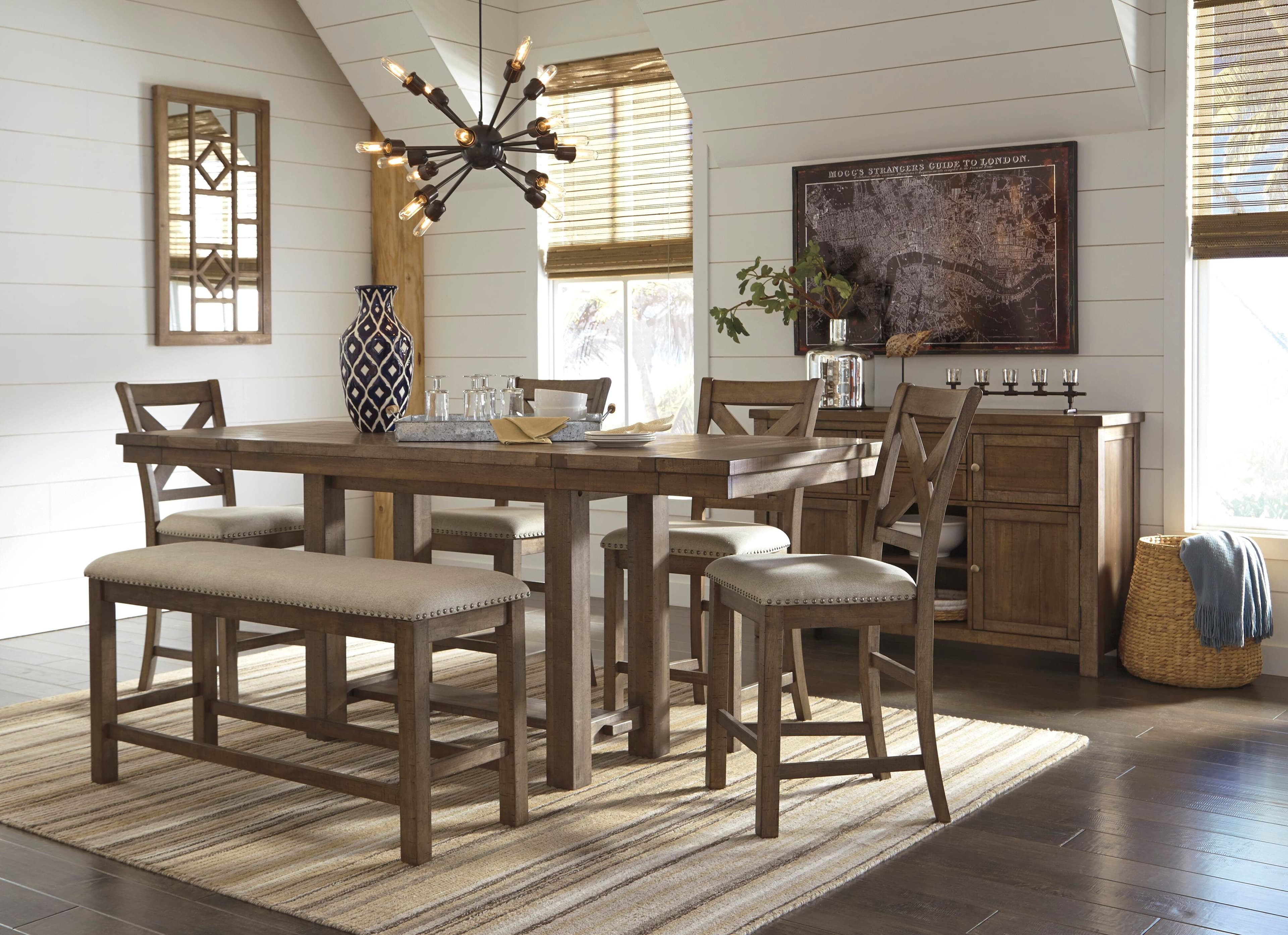 Moriville Counter Height Dining Extension Table — Brown/Beige — view 5