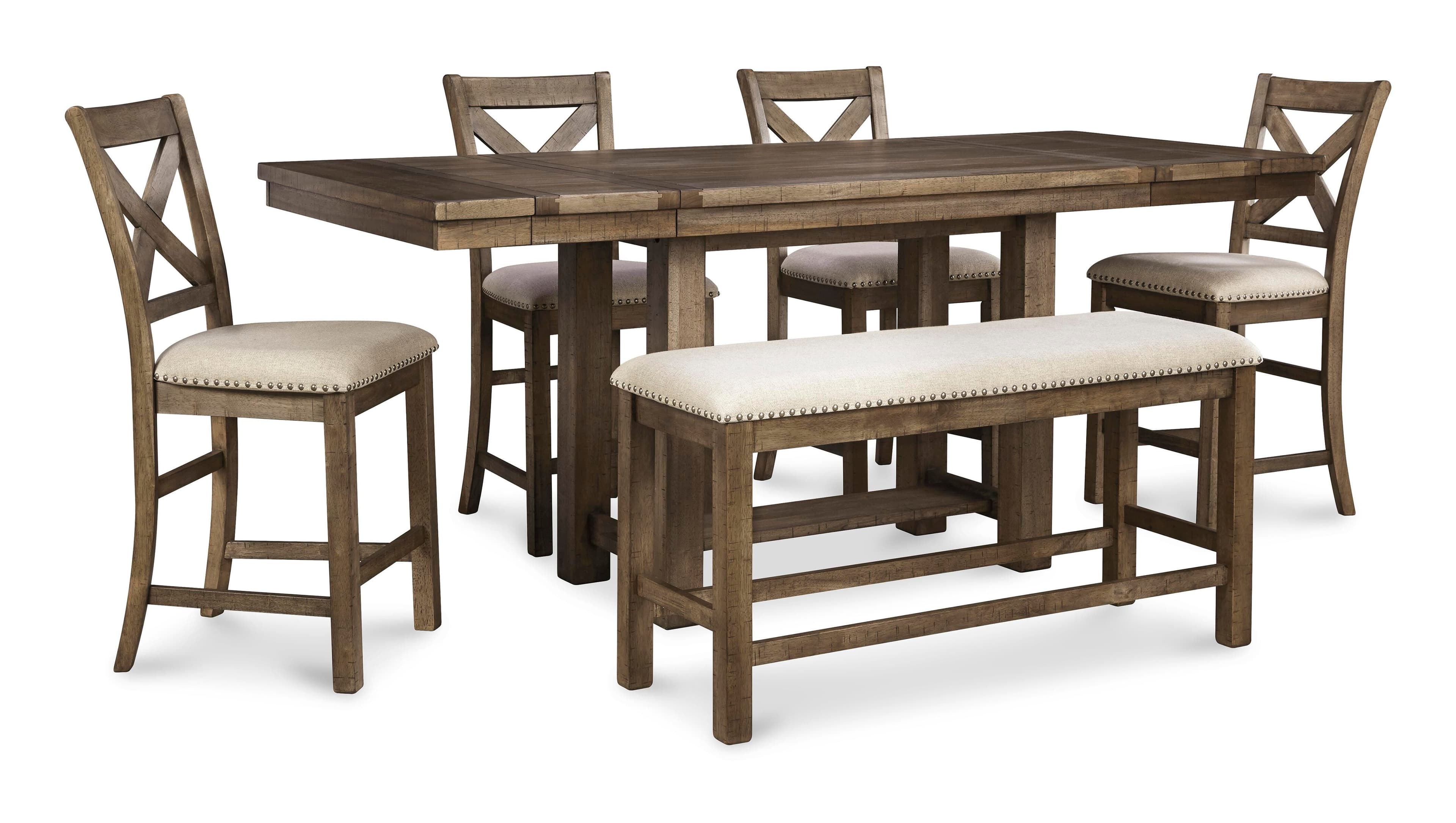 Moriville Counter Height Dining Extension Table — Brown/Beige — view 4