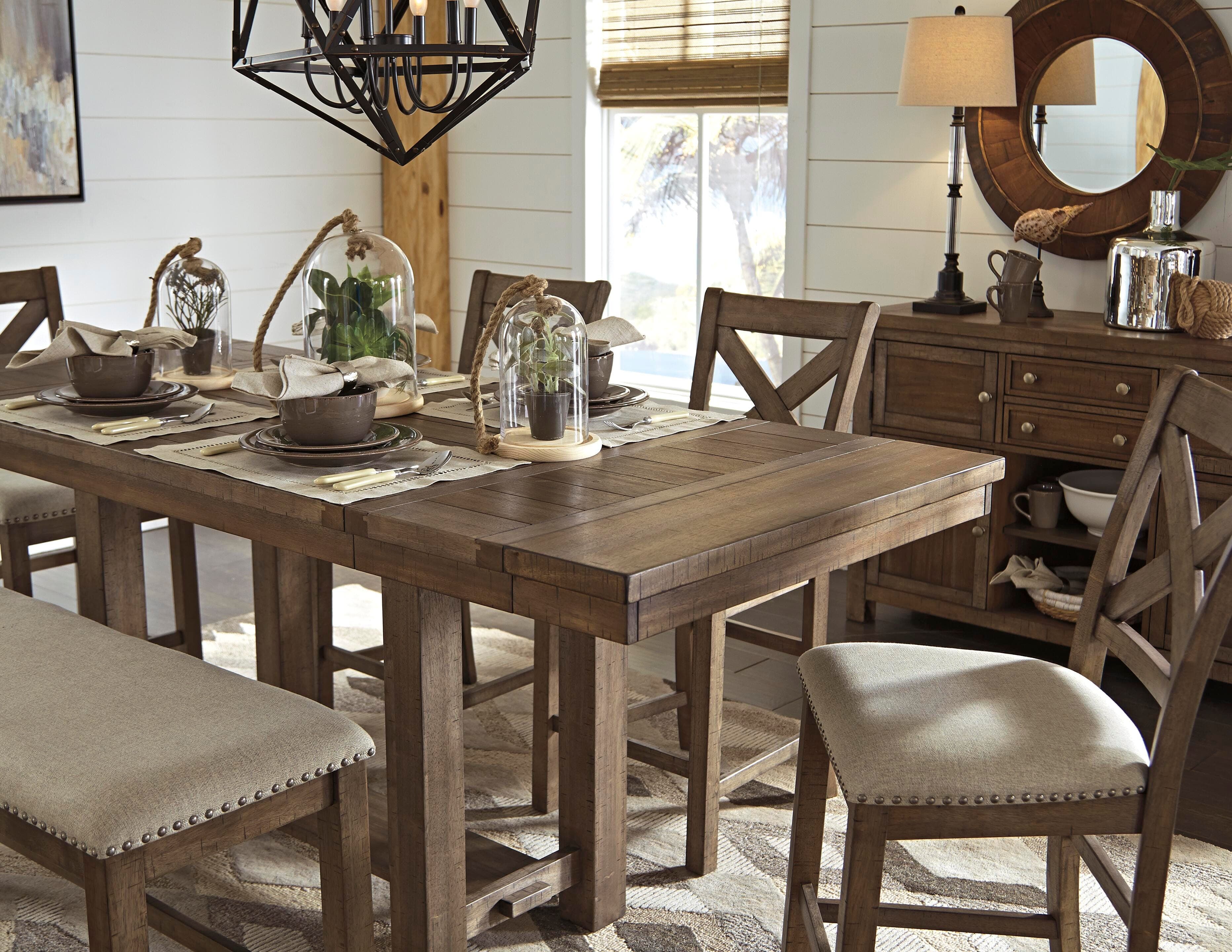 Moriville Counter Height Dining Extension Table — Brown/Beige — view 6