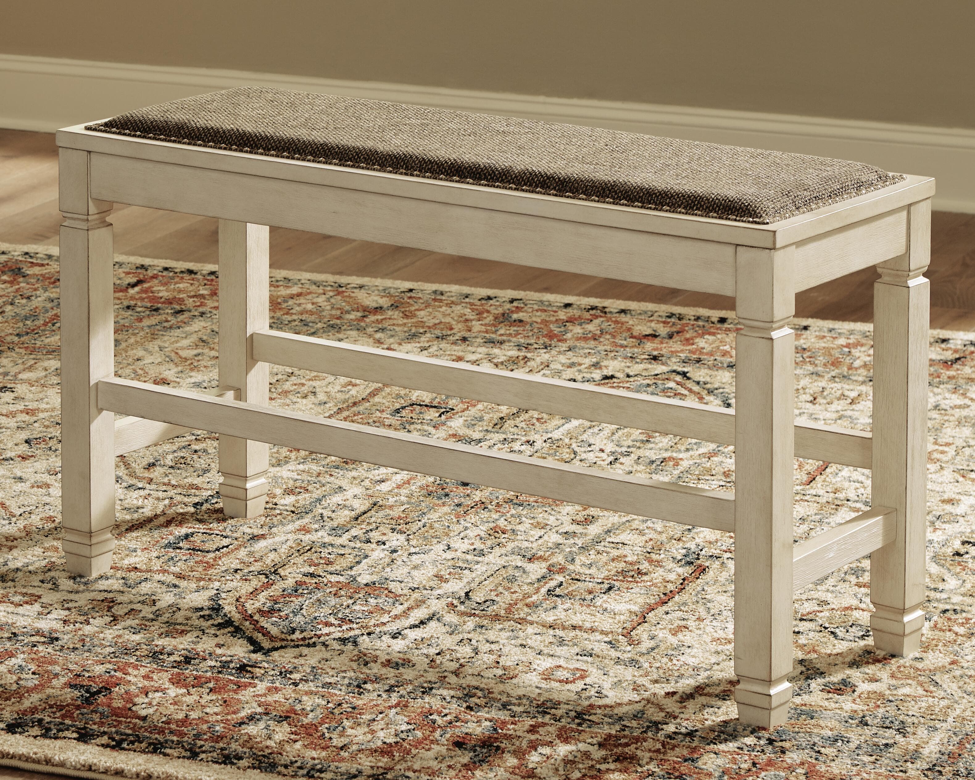 Bolanburg Counter Height Dining Bench — White;Brown/Beige — view 2