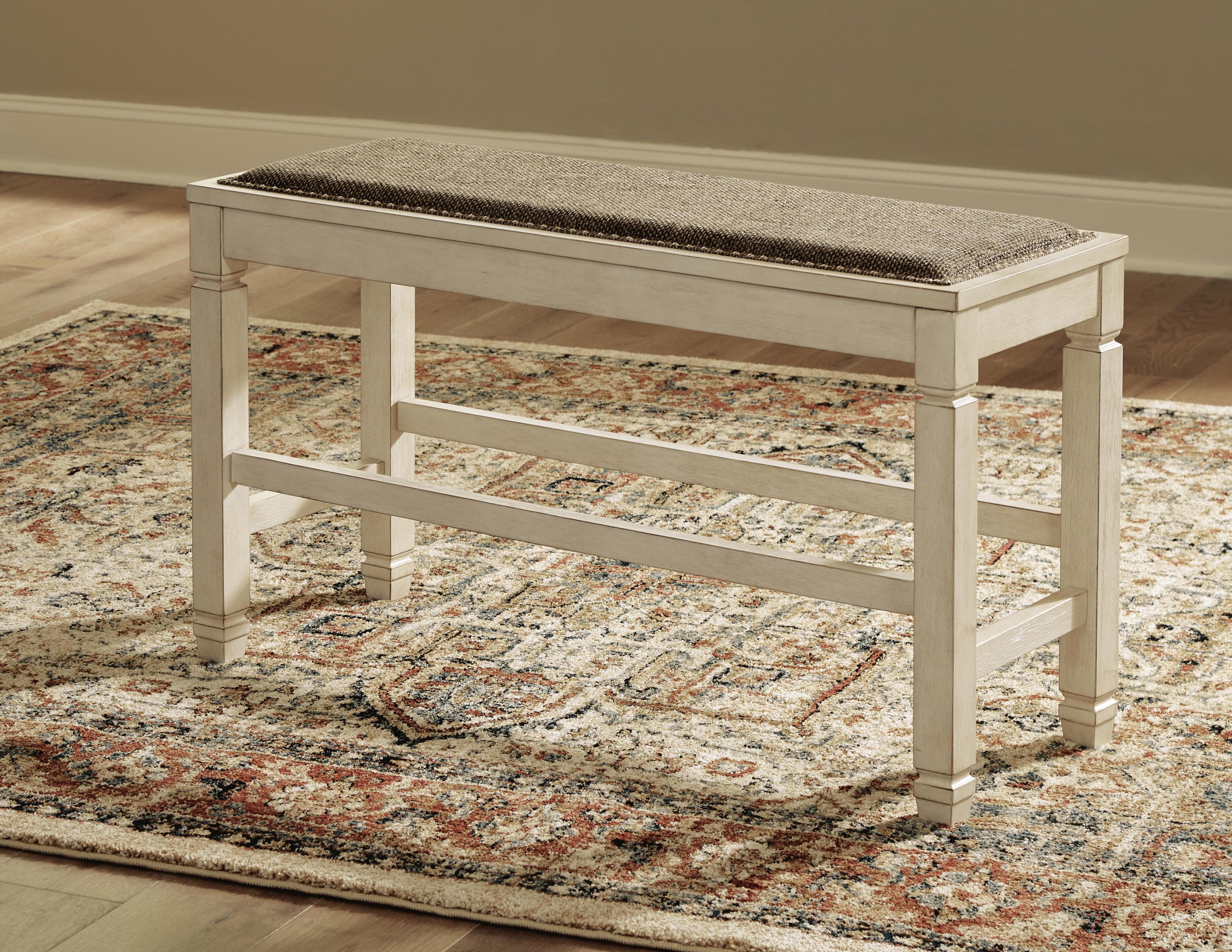 Bolanburg Counter Height Dining Bench — White;Brown/Beige — view 7