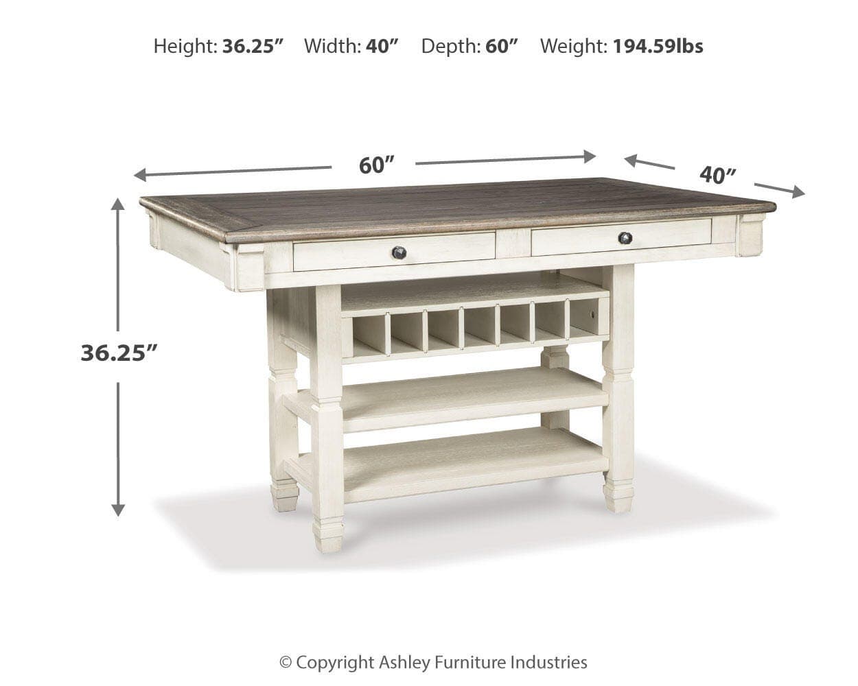Bolanburg Counter Height Dining Table — Brown/Beige;White — view 4