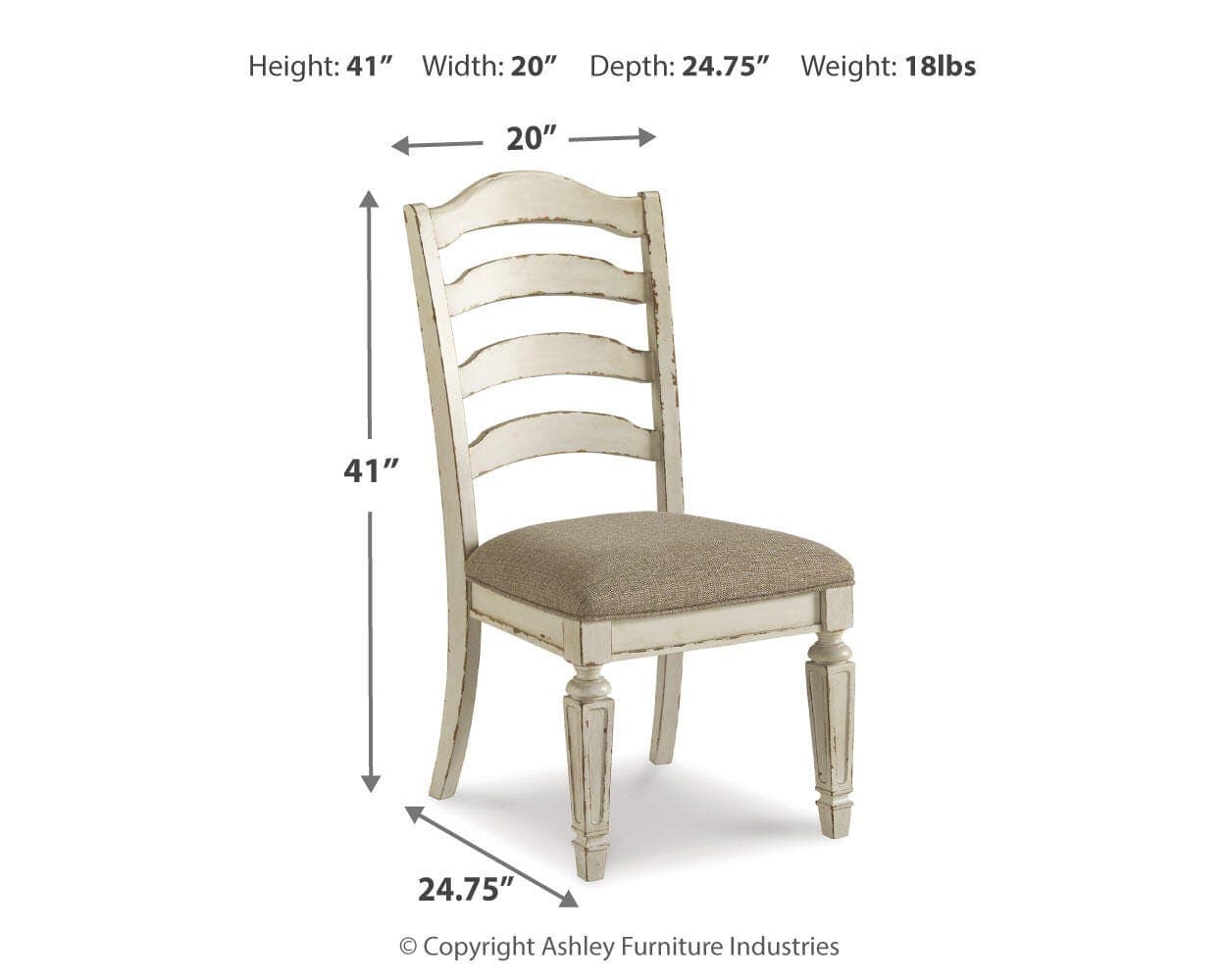 Realyn Dining Chair — White;Brown/Beige — view 6