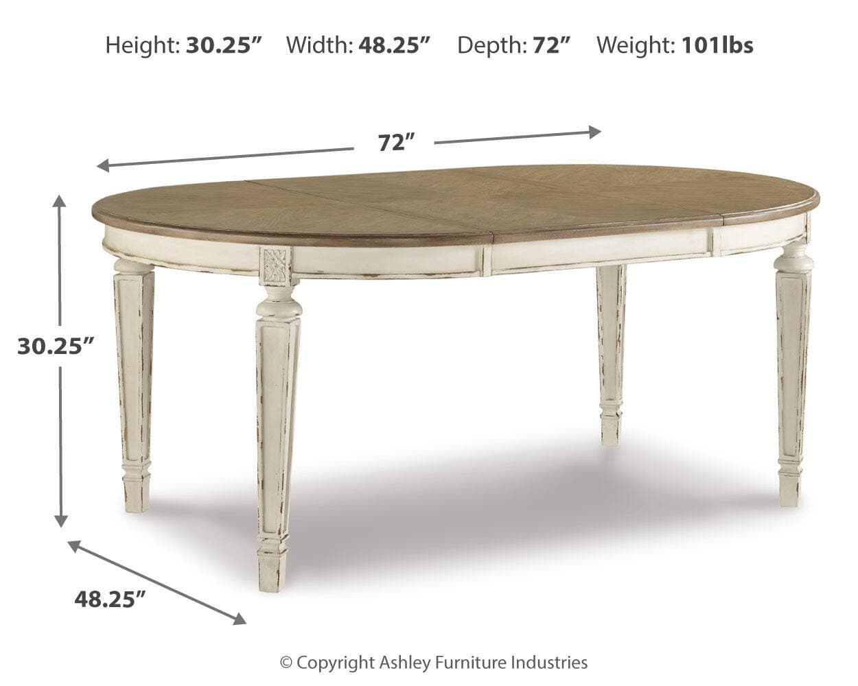 Realyn Dining Extension Table — White;Brown/Beige — view 4