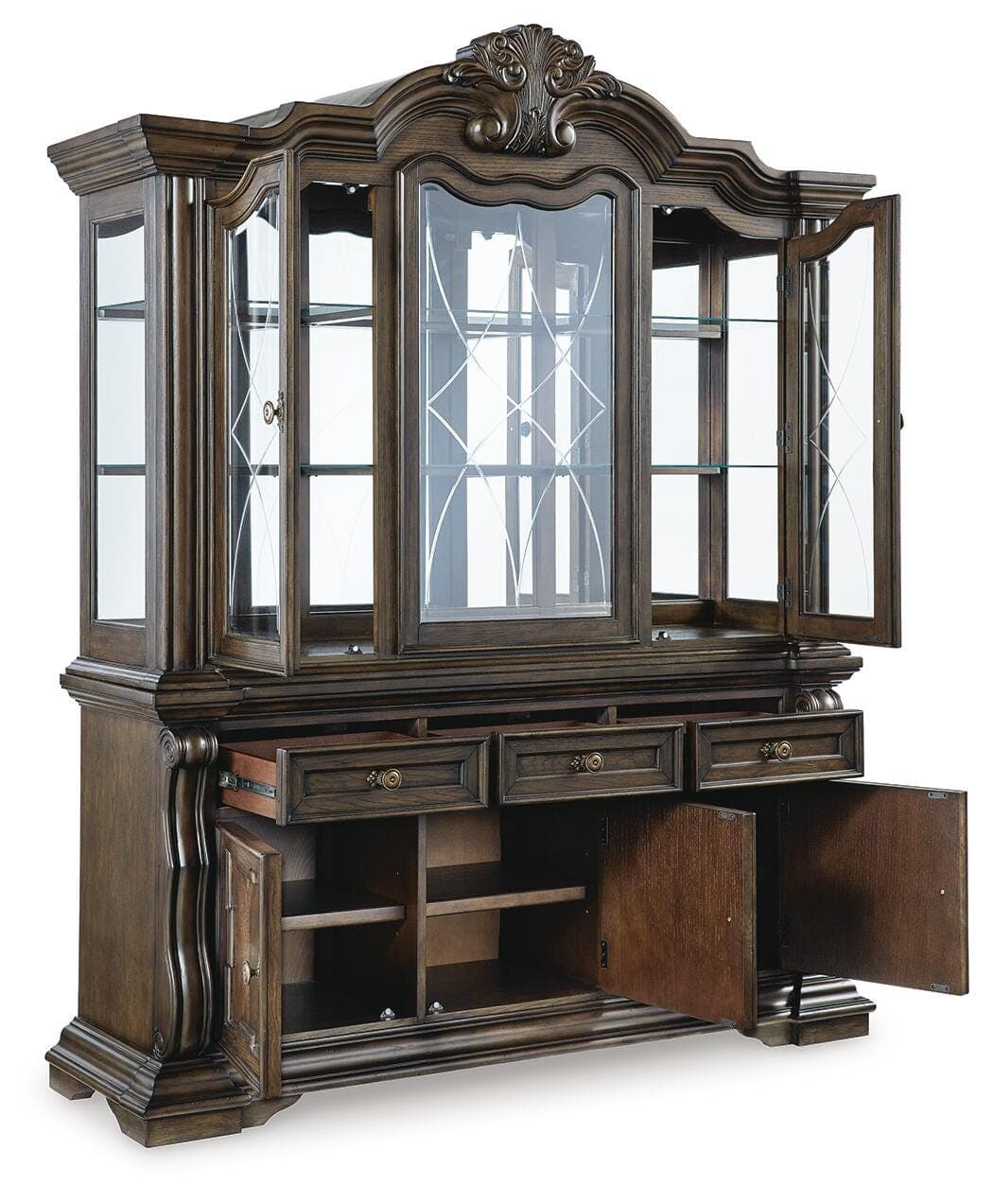 Maylee Dining Buffet and Hutch — Brown/Beige — view 3