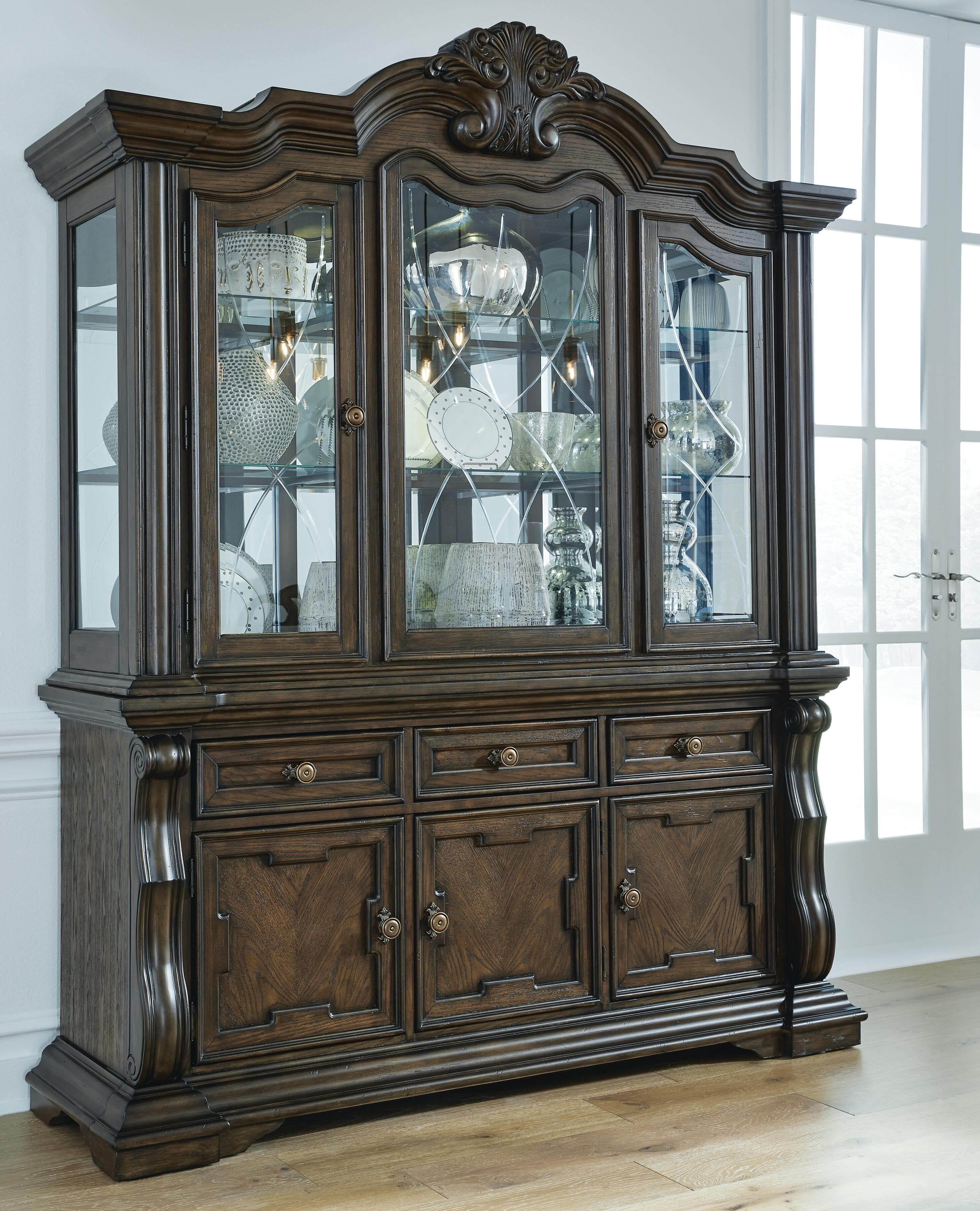 Maylee Dining Buffet and Hutch — Brown/Beige — view 2