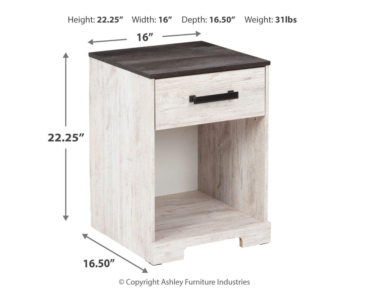 Shawburn Nightstand — White;Black/Gray — view 4
