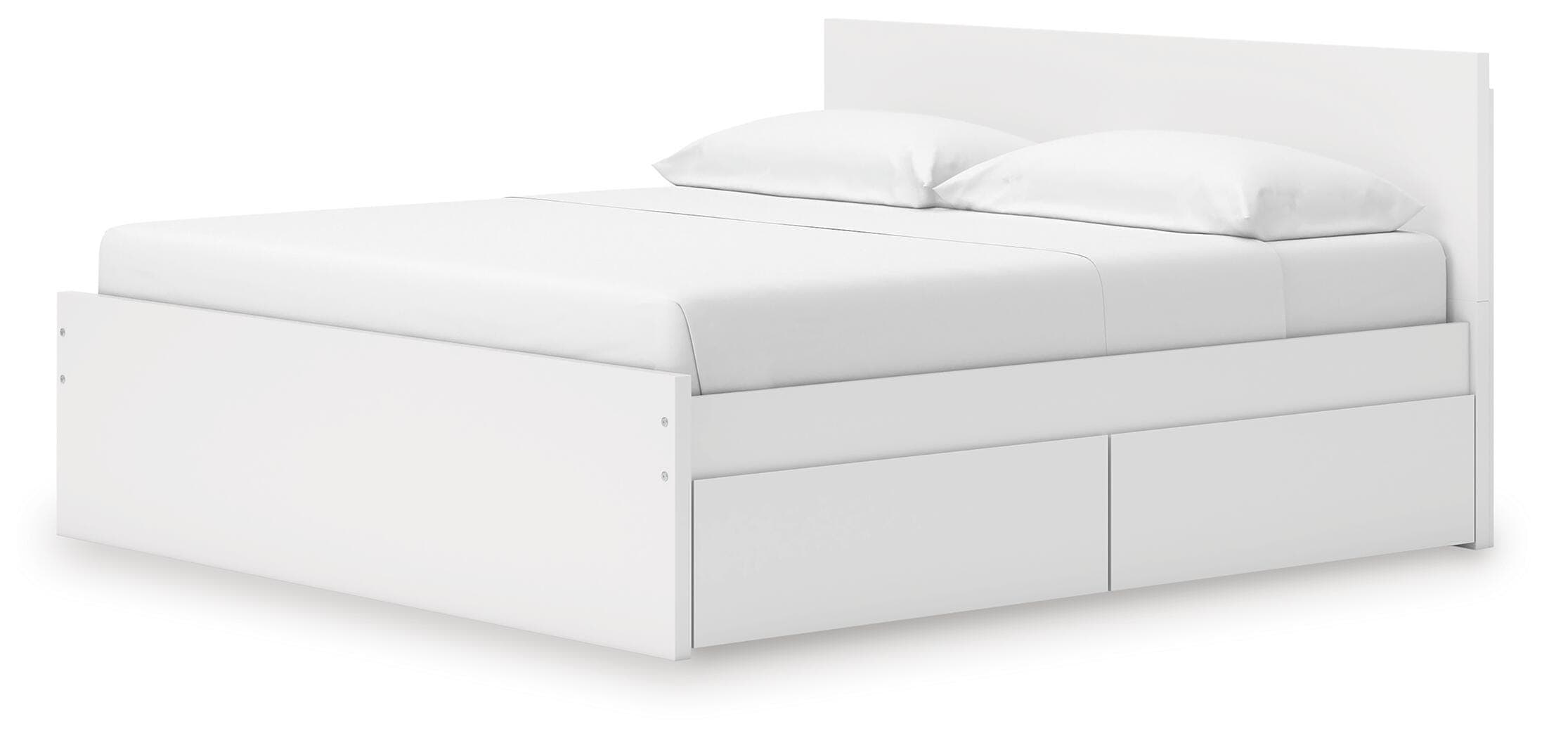 Onita King Panel Platform Bed with 2 Side Storage — White — view 6