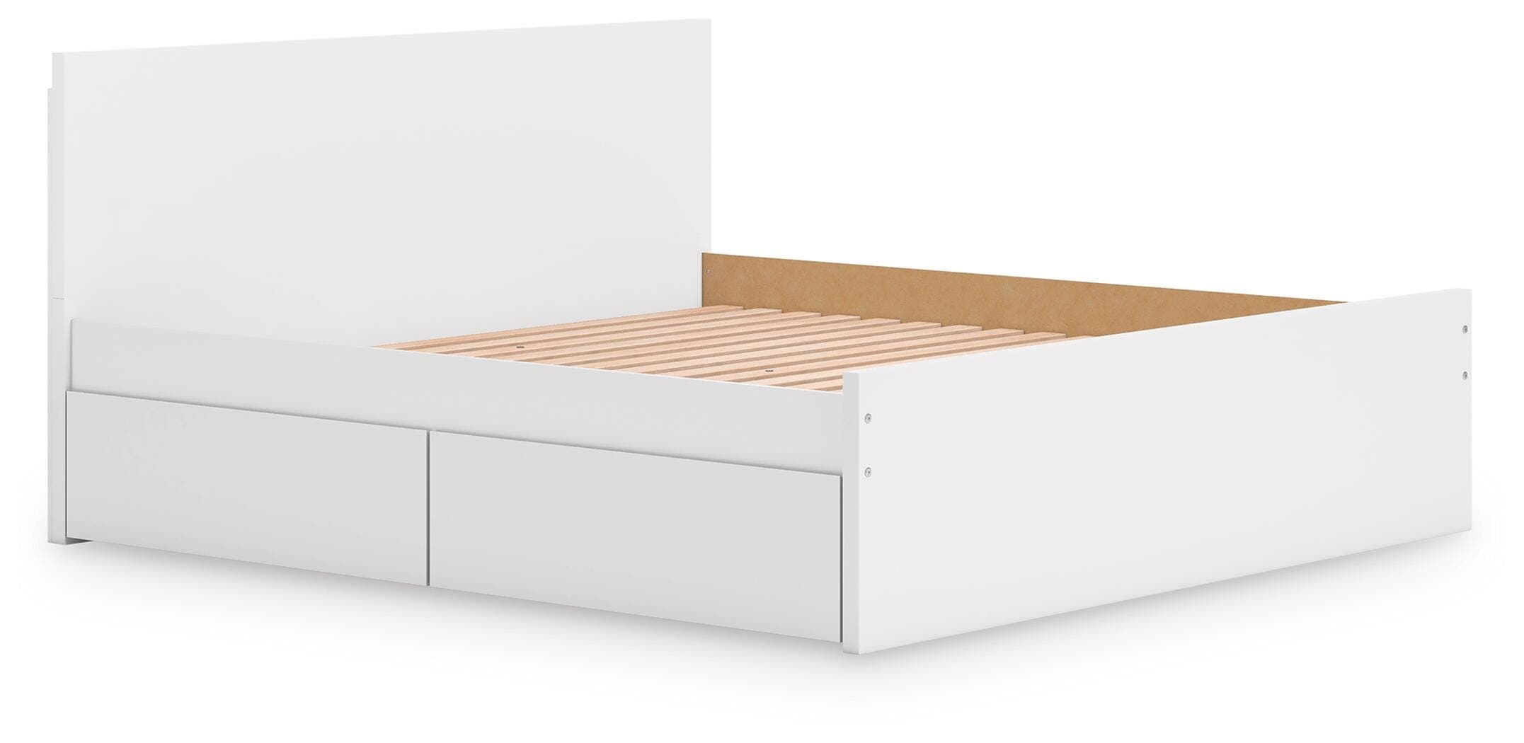 Onita King Panel Platform Bed with 2 Side Storage — White — view 4
