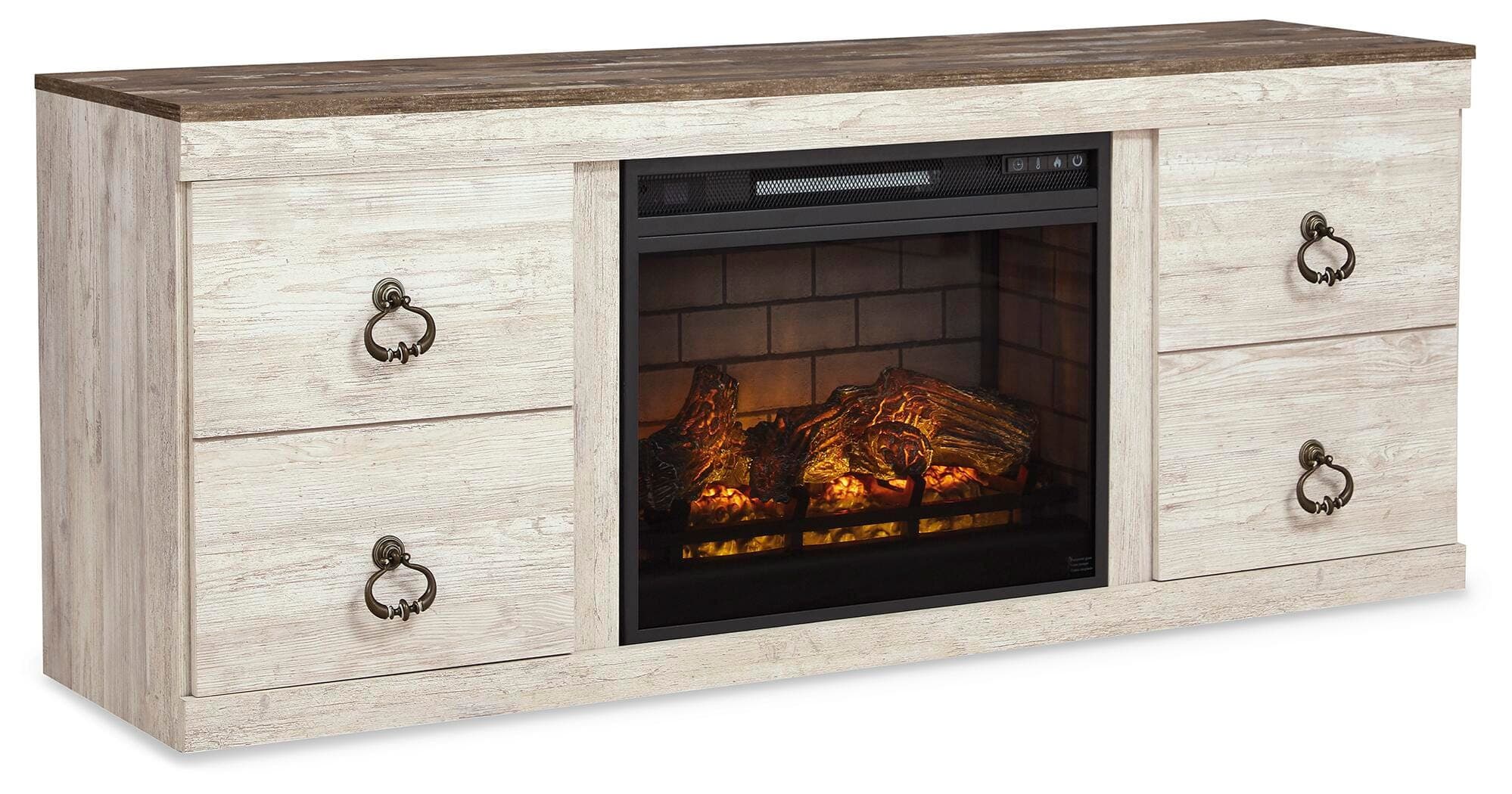 Willowton 4-Piece Entertainment Center with Electric Fireplace — White — view 2