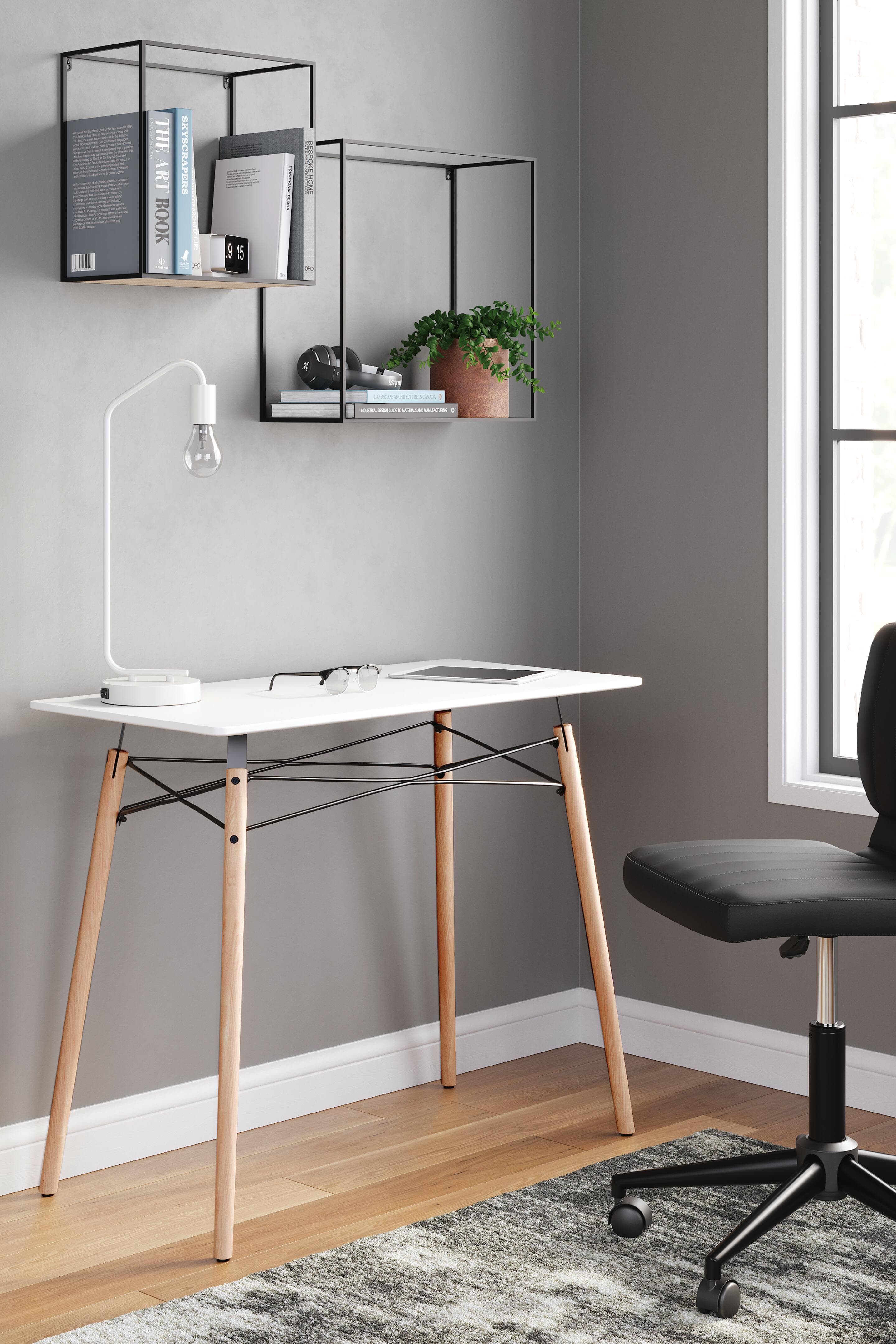 Jaspeni Home Office Desk — White;Black/Gray;Natural — view 2
