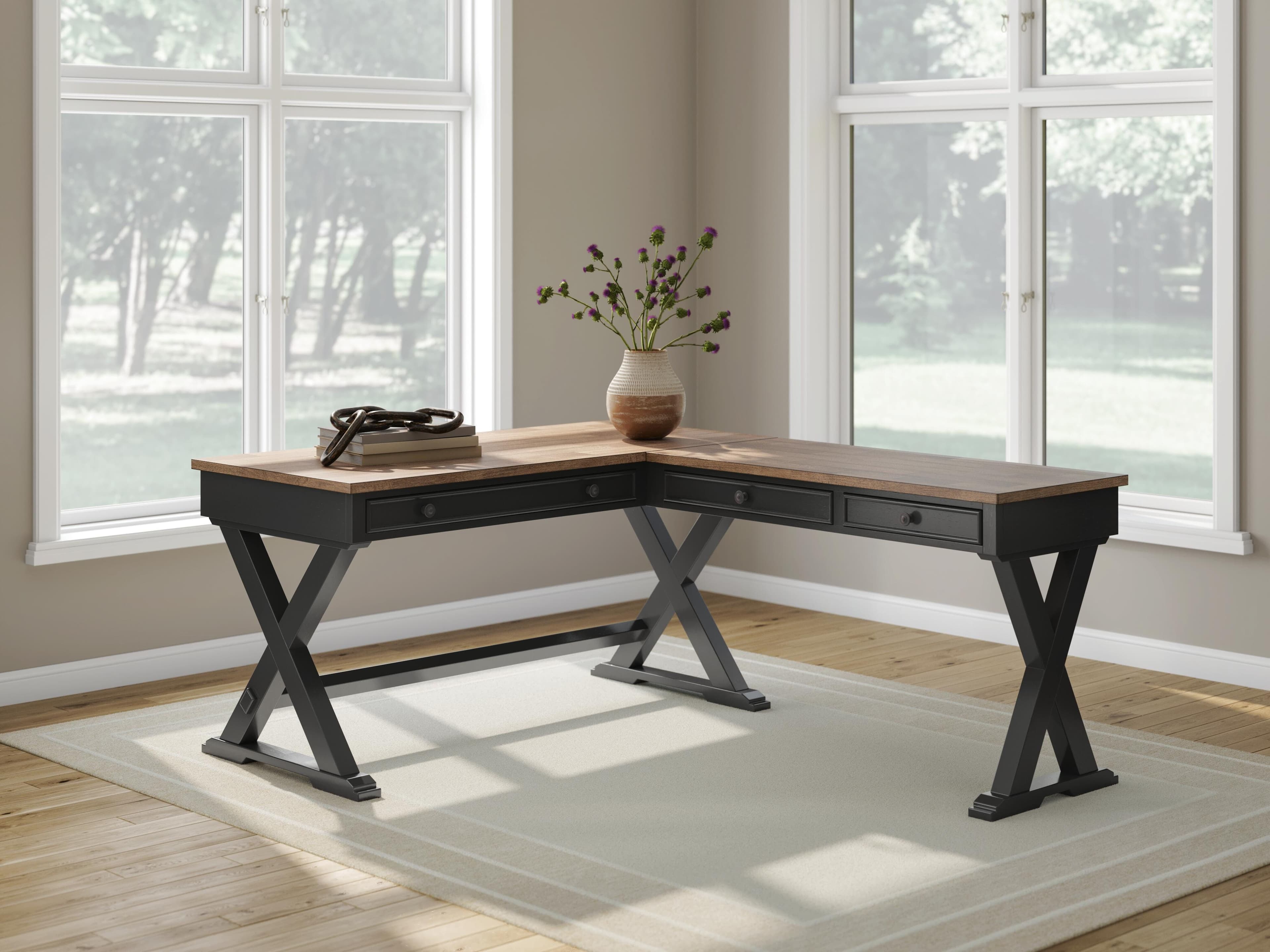 Wildenauer Home Office Desk — Brown/Black — view 2