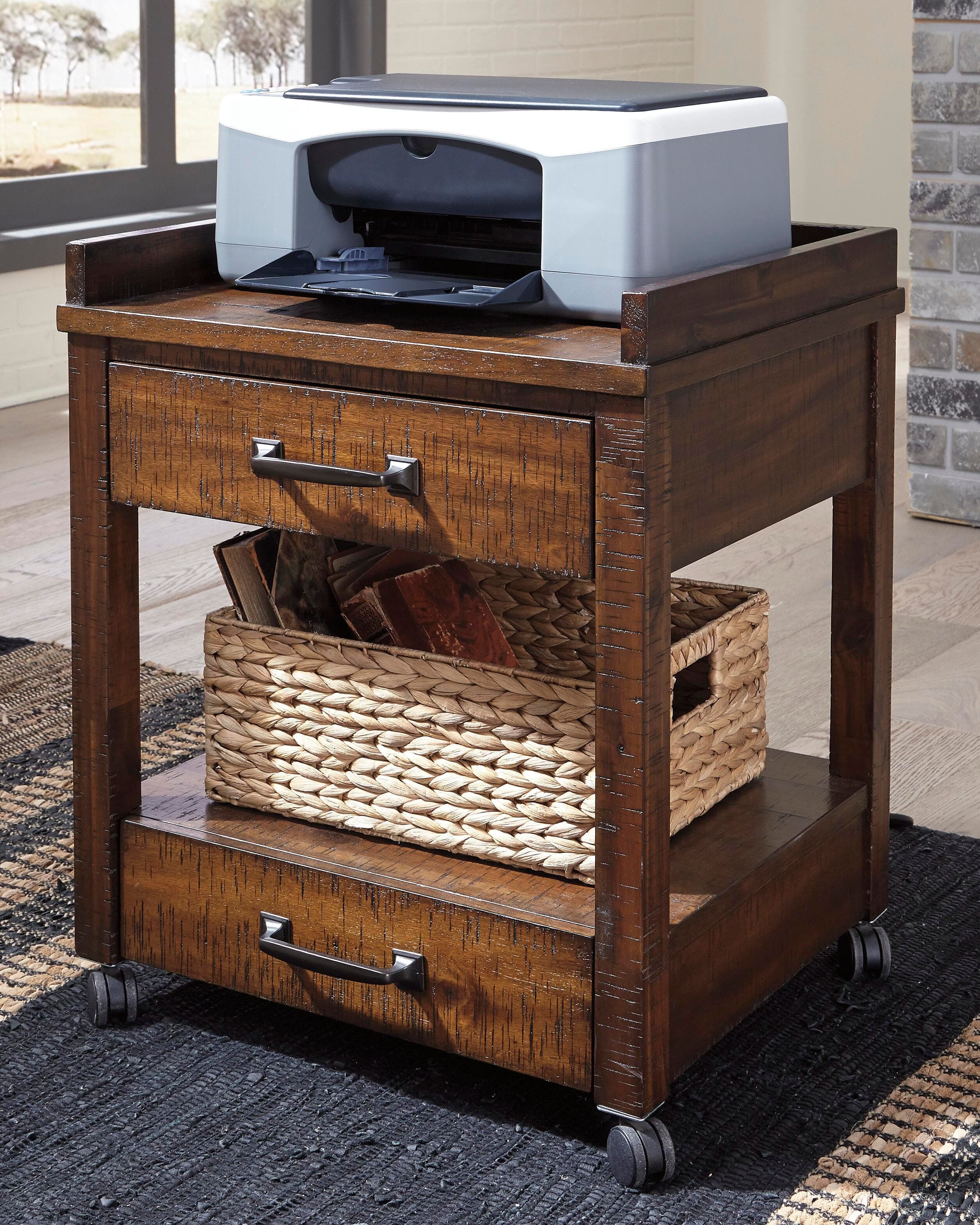 Baldridge Printer Stand — Brown/Beige — view 2