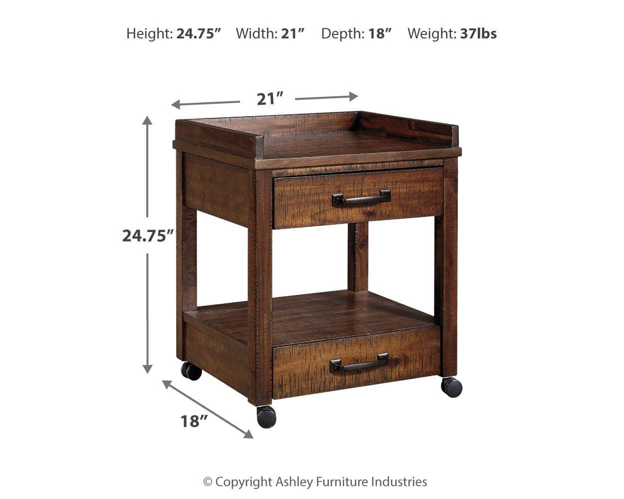 Baldridge Printer Stand — Brown/Beige — view 4