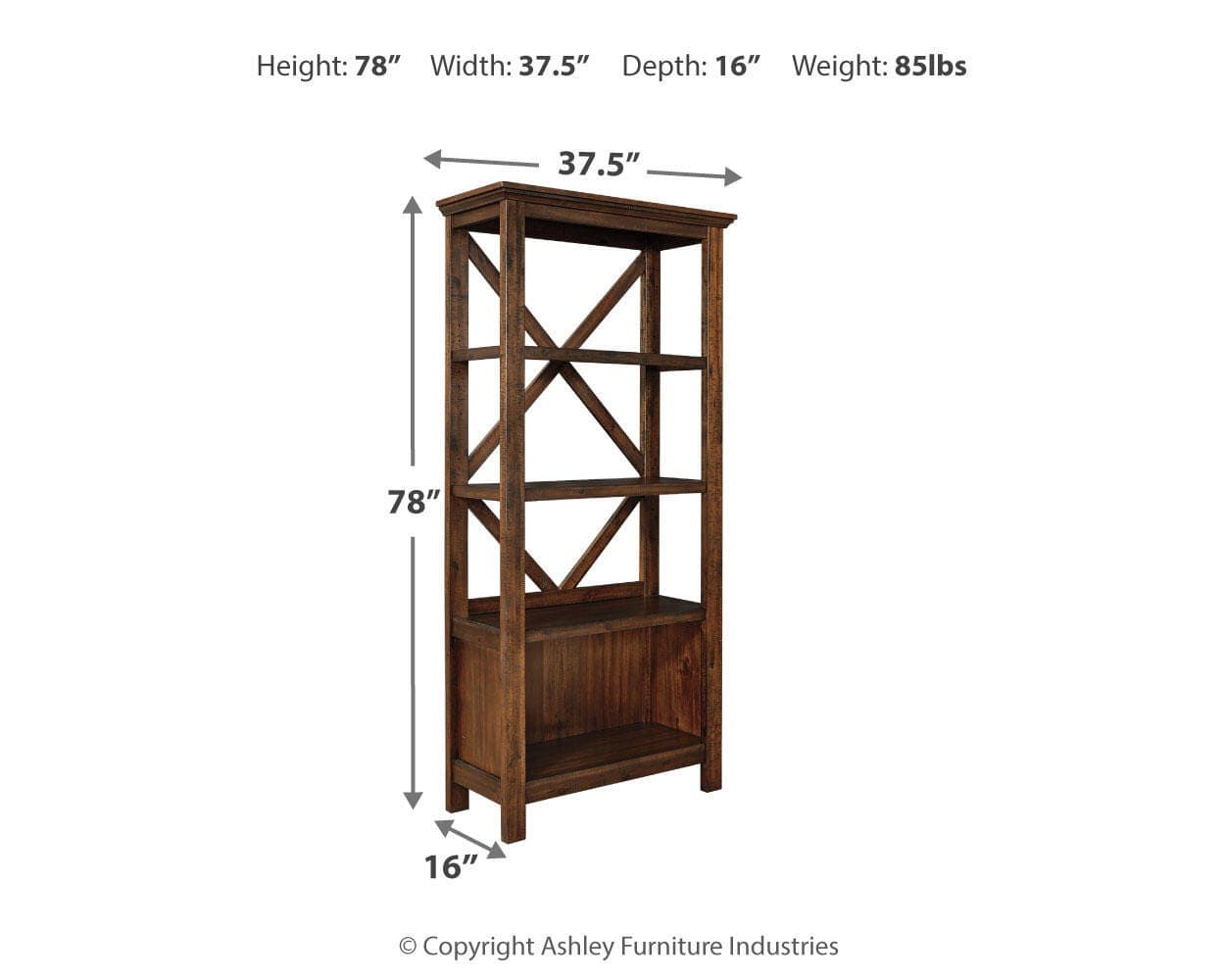 Baldridge 75" Bookcase — Brown/Beige — view 4