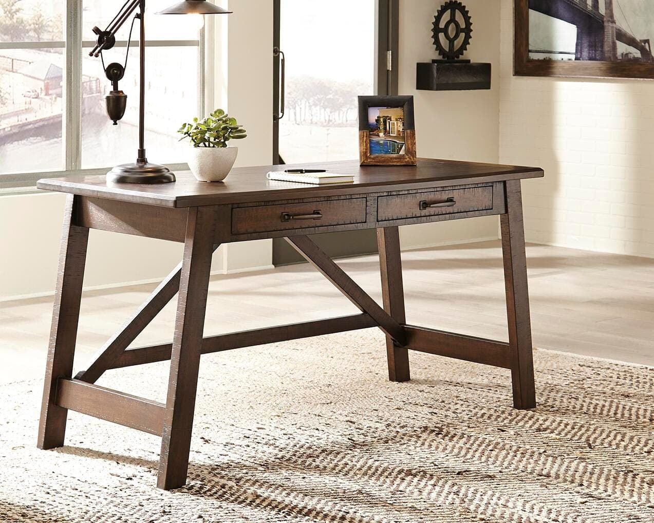Baldridge Home Office Desk — Brown/Beige — view 2