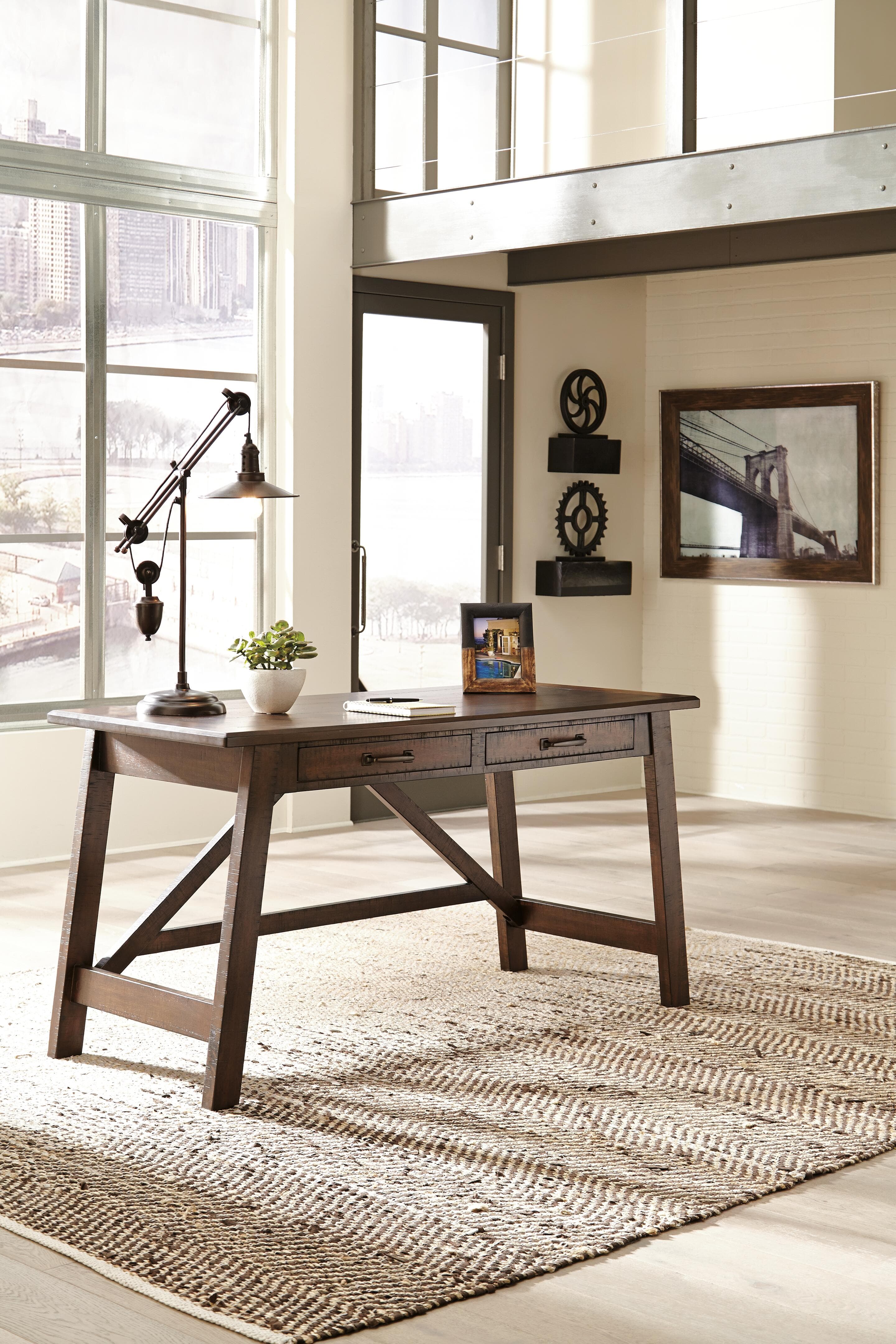 Baldridge Home Office Desk — Brown/Beige — view 3