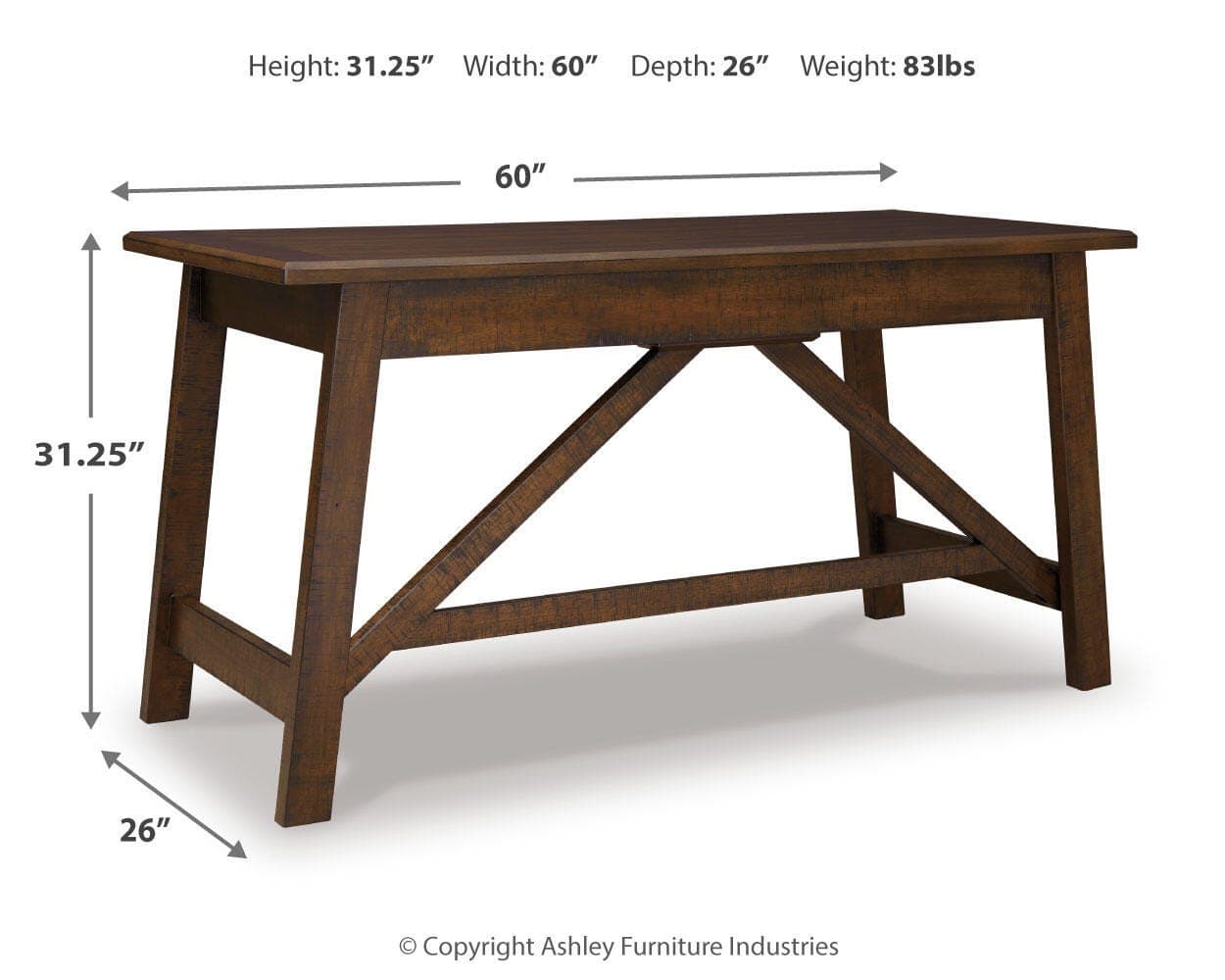 Baldridge Home Office Desk — Brown/Beige — view 4