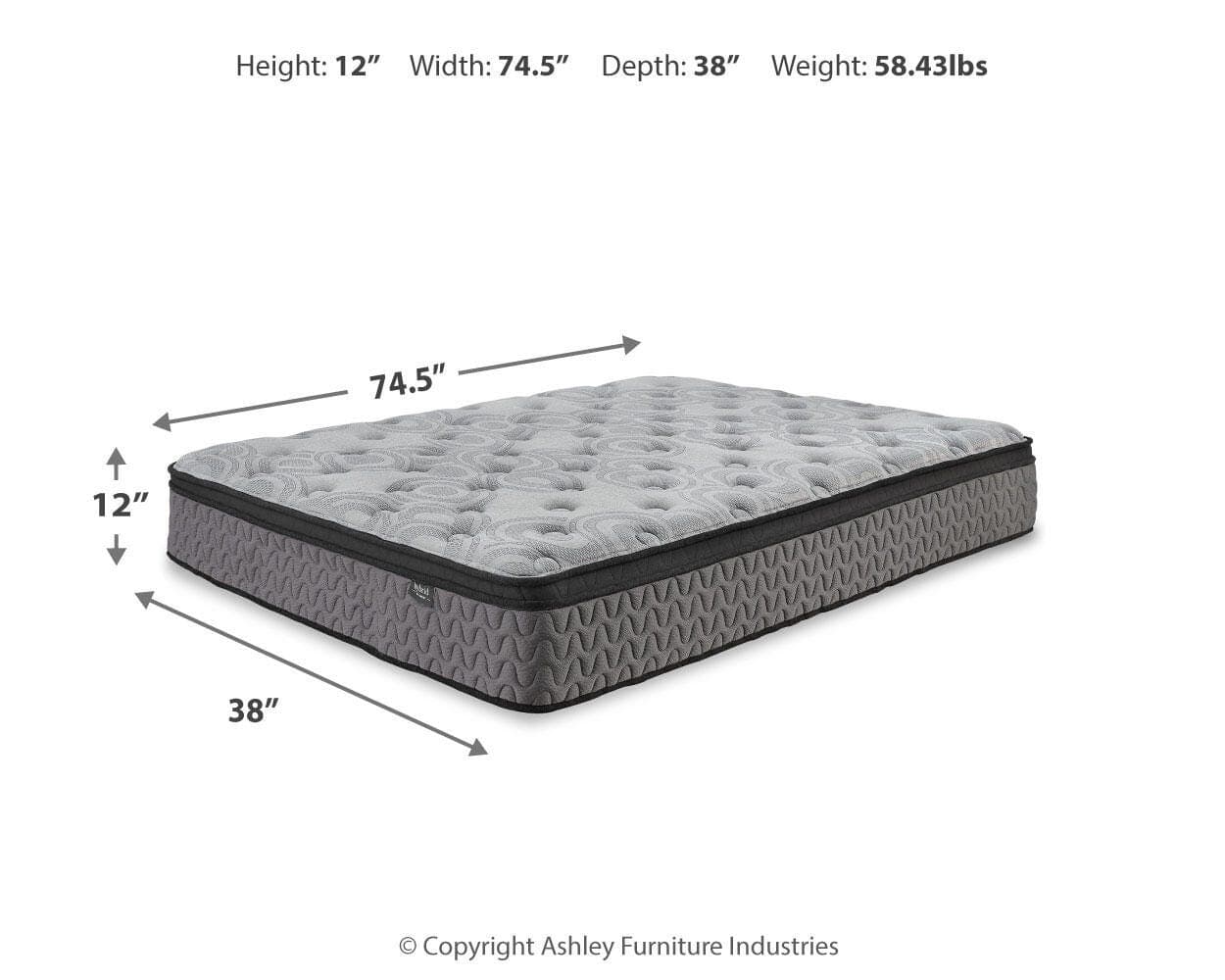 Augusta2 Twin Mattress — Black/Gray — view 5