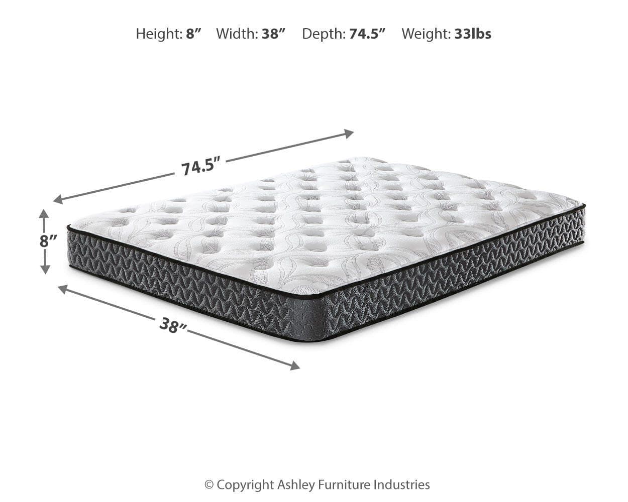 8 Inch Bonnell Hybrid Twin Mattress — White;Black/Gray — view 5