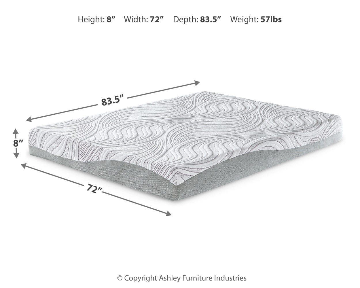 8 Inch Memory Foam California King Mattress — Black/Gray — view 6
