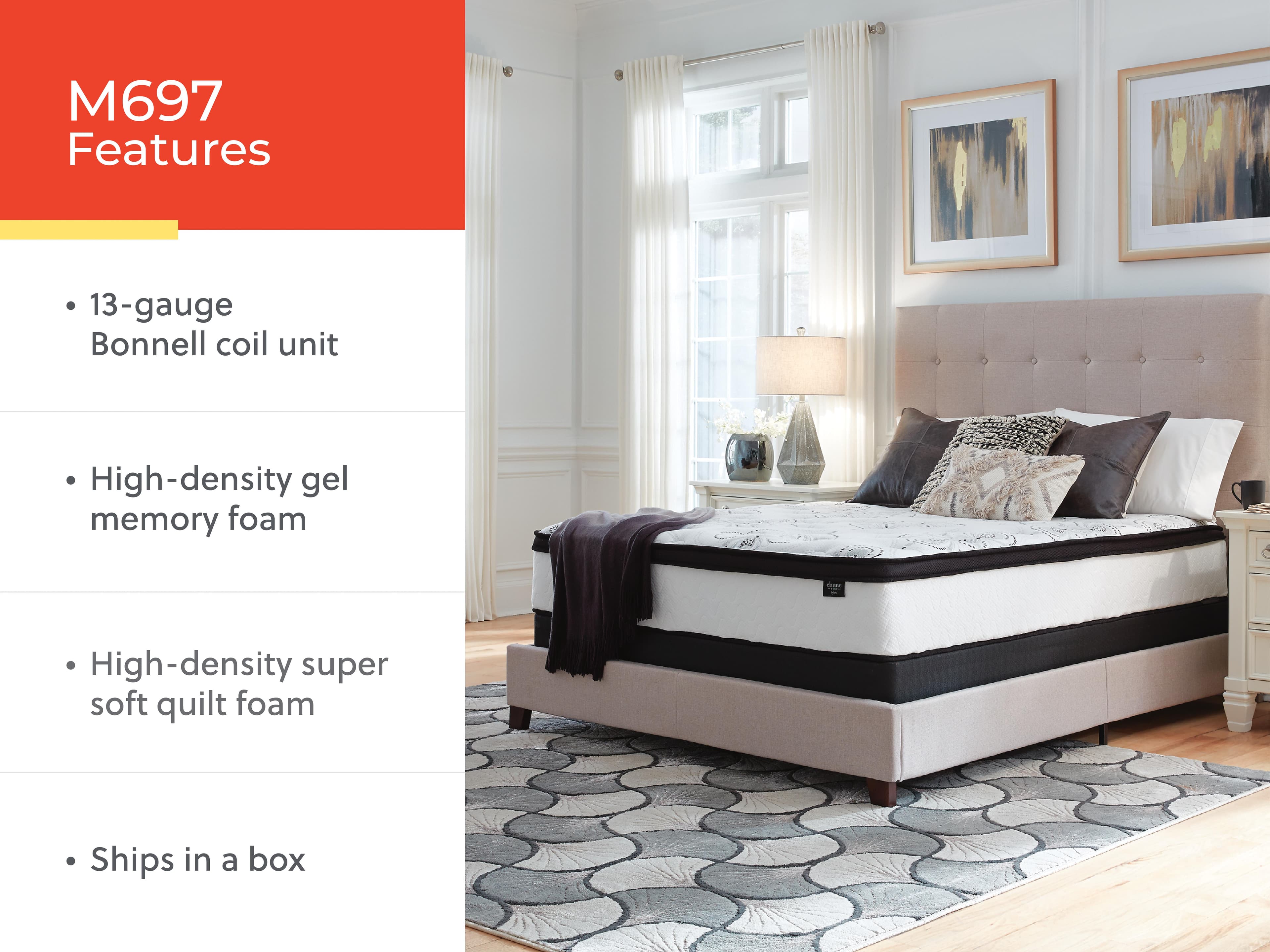 Chime 12 Inch Hybrid California King Mattress in a Box — White;Black/Gray — view 6