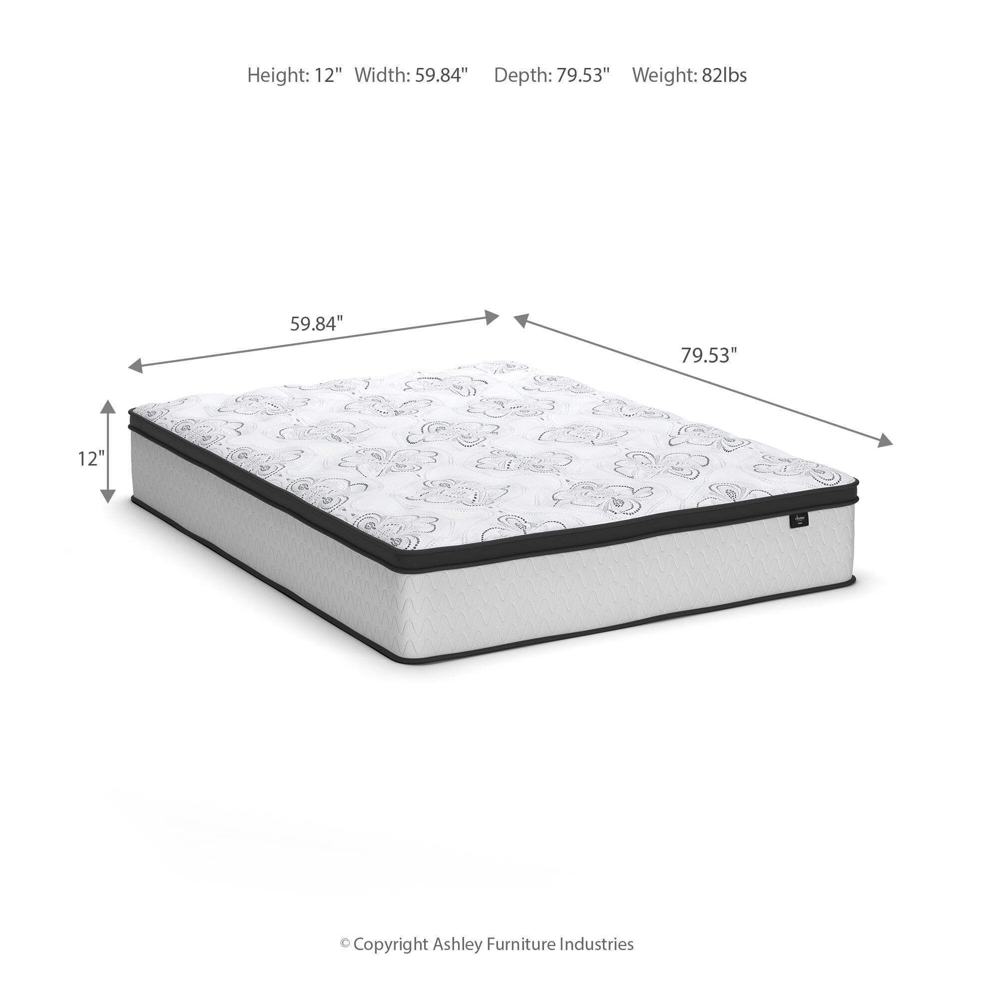 Chime 12 Inch Hybrid California King Mattress in a Box — White;Black/Gray — view 3