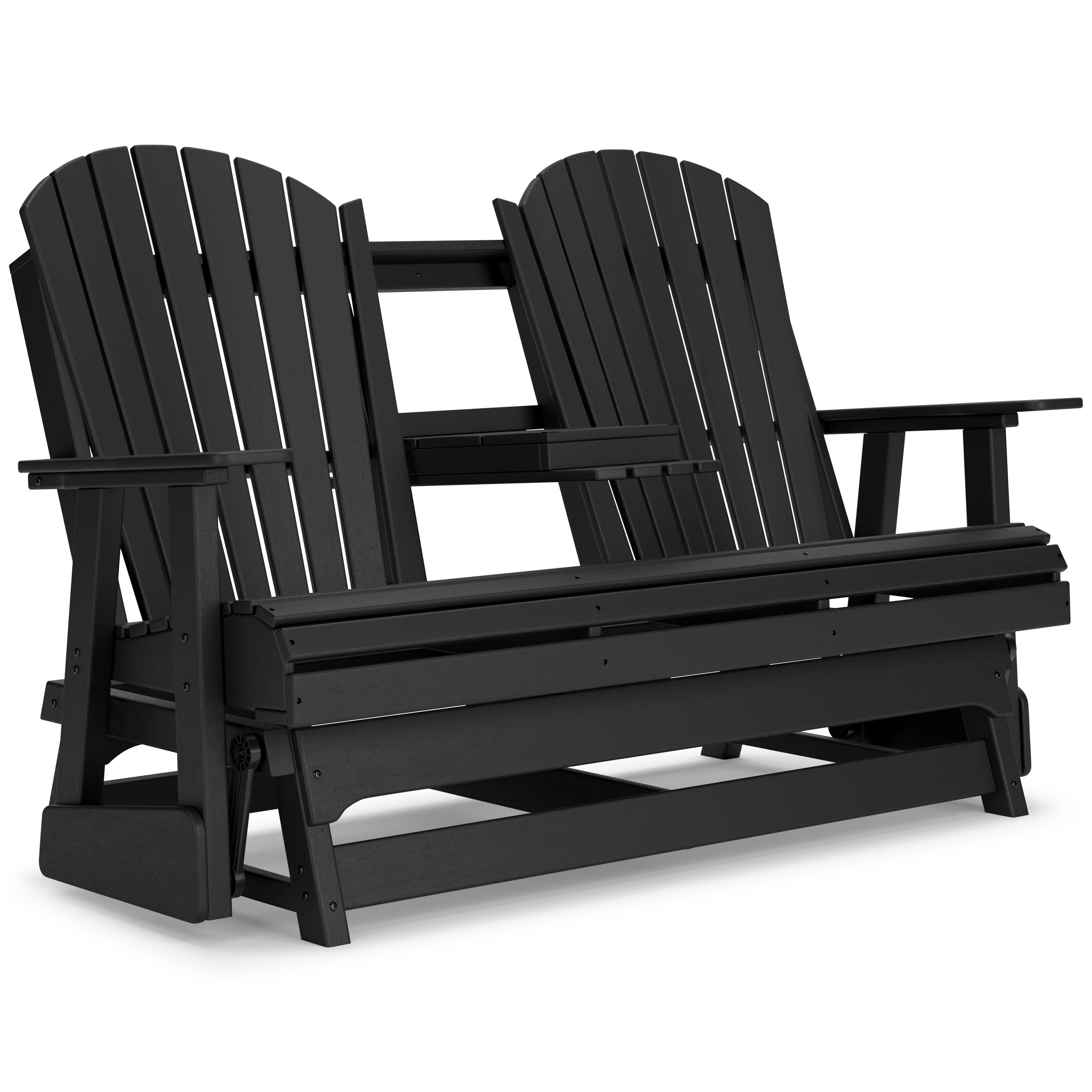 Hyland Wave Outdoor Glider Loveseat — Black/Gray — view 4