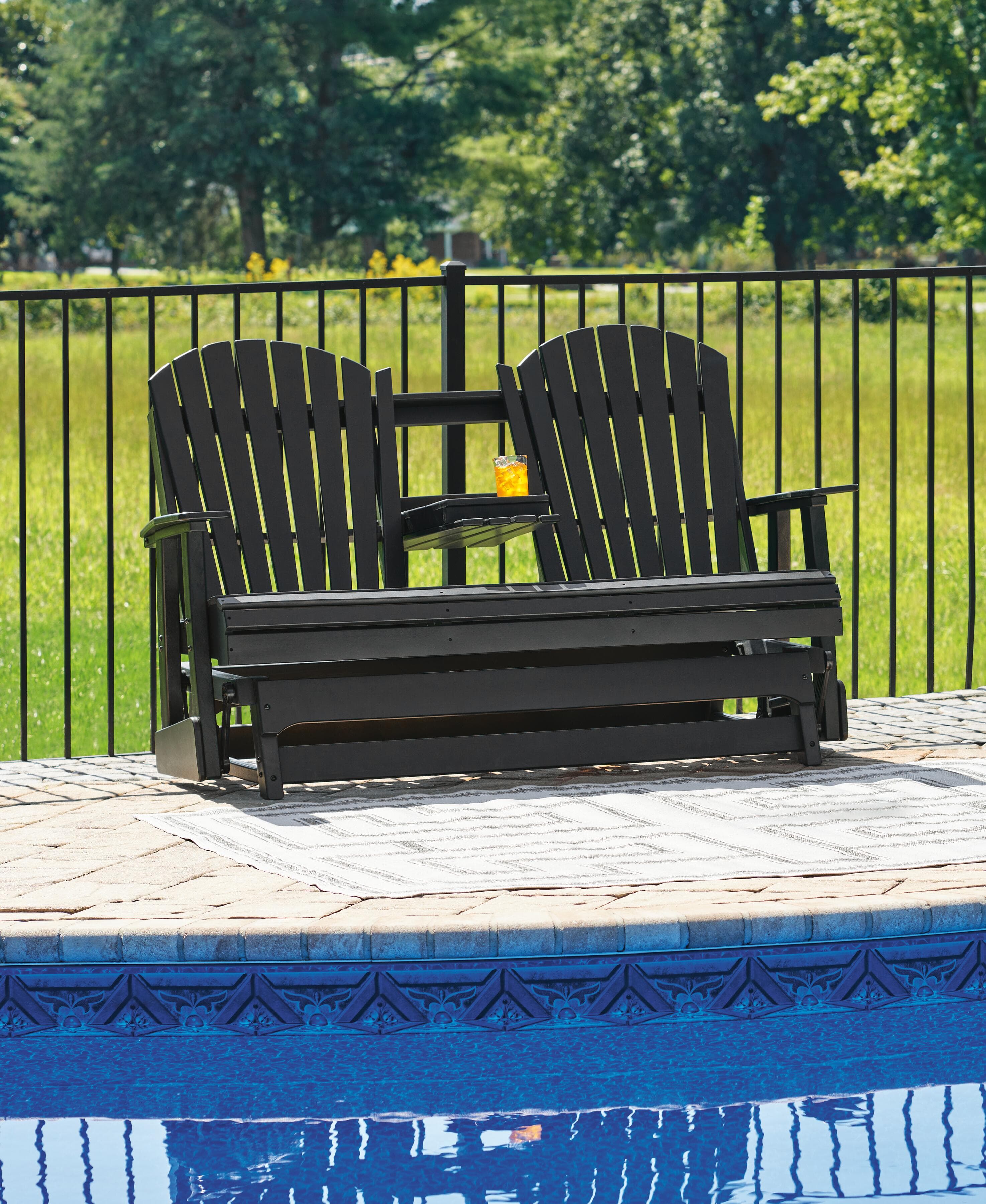 Hyland Wave Outdoor Glider Loveseat — Black/Gray — view 5
