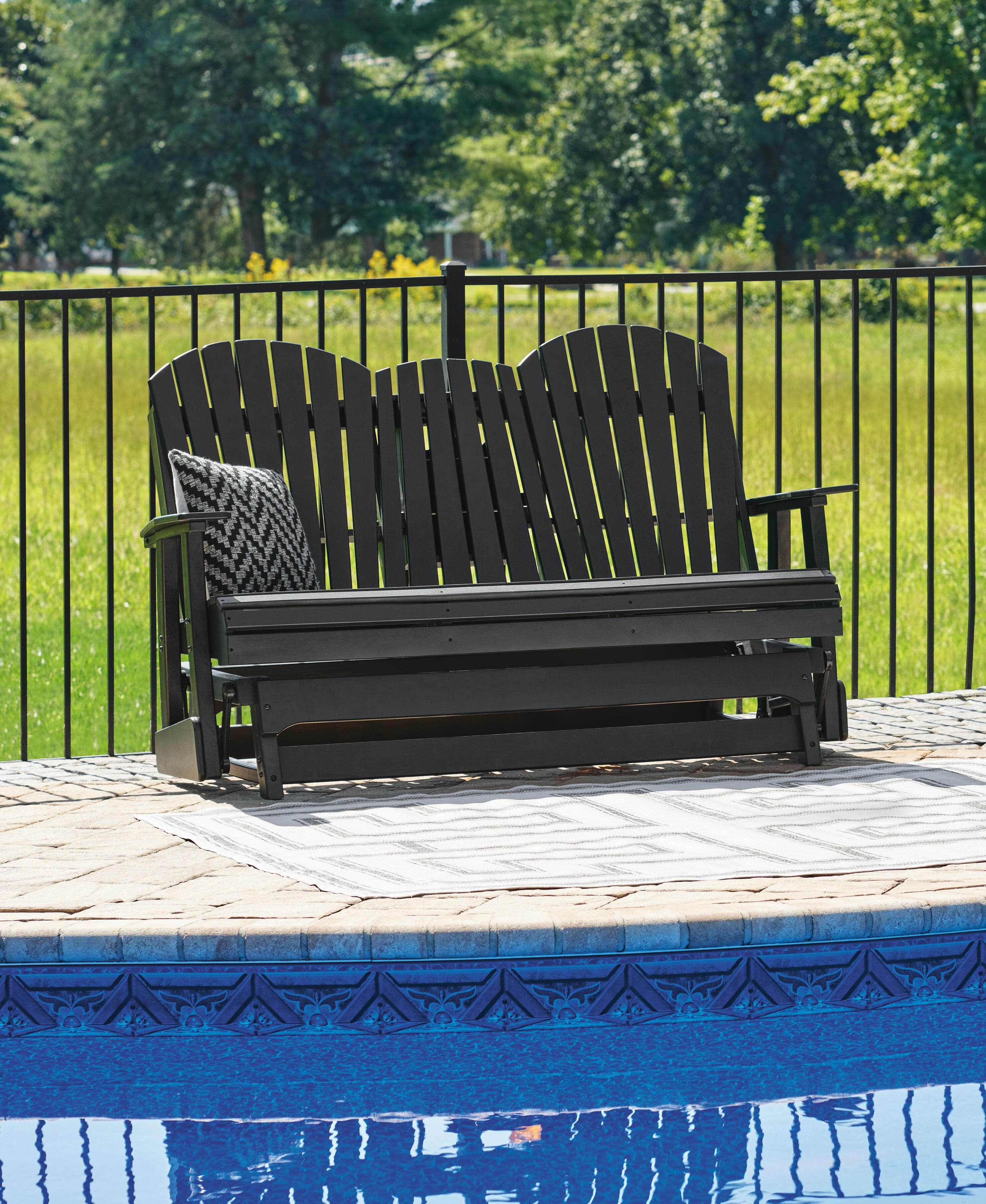 Hyland Wave Outdoor Glider Loveseat — Black/Gray — view 2