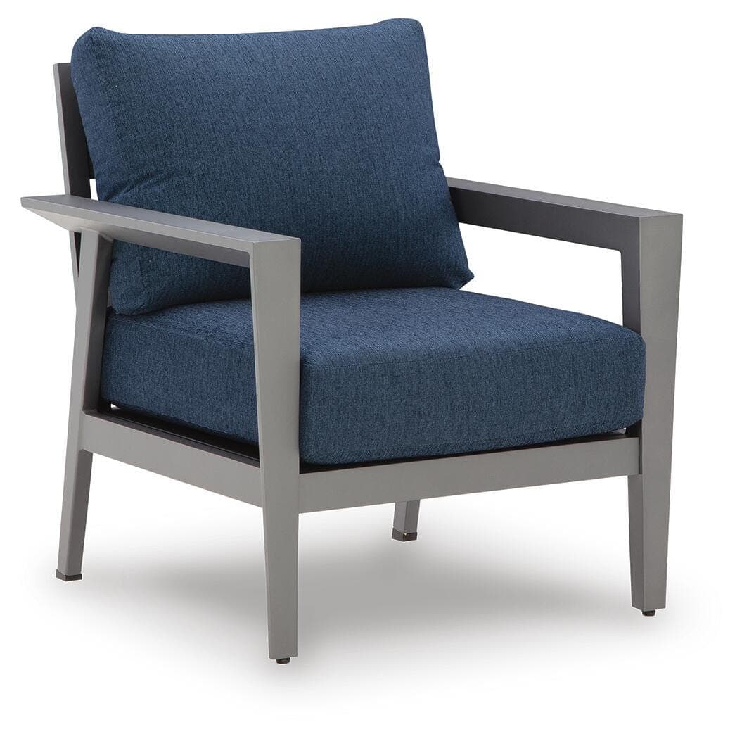 Gali Outdoor Sofa/Chairs/Table Set (Set of 4) — Black/Gray;Blue — view 7