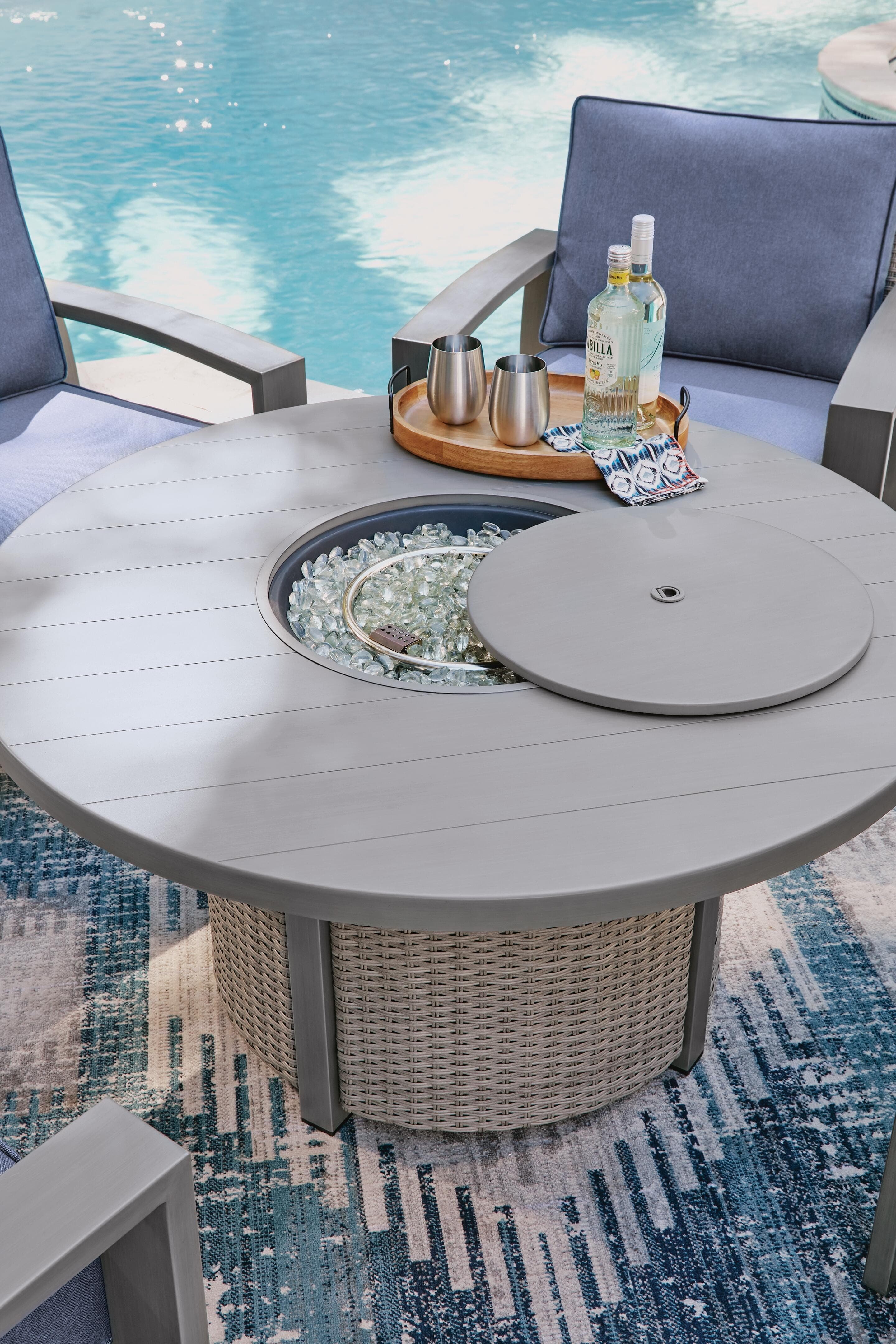 Dillon Beach Outdoor Fire Pit Table — Gray — view 6
