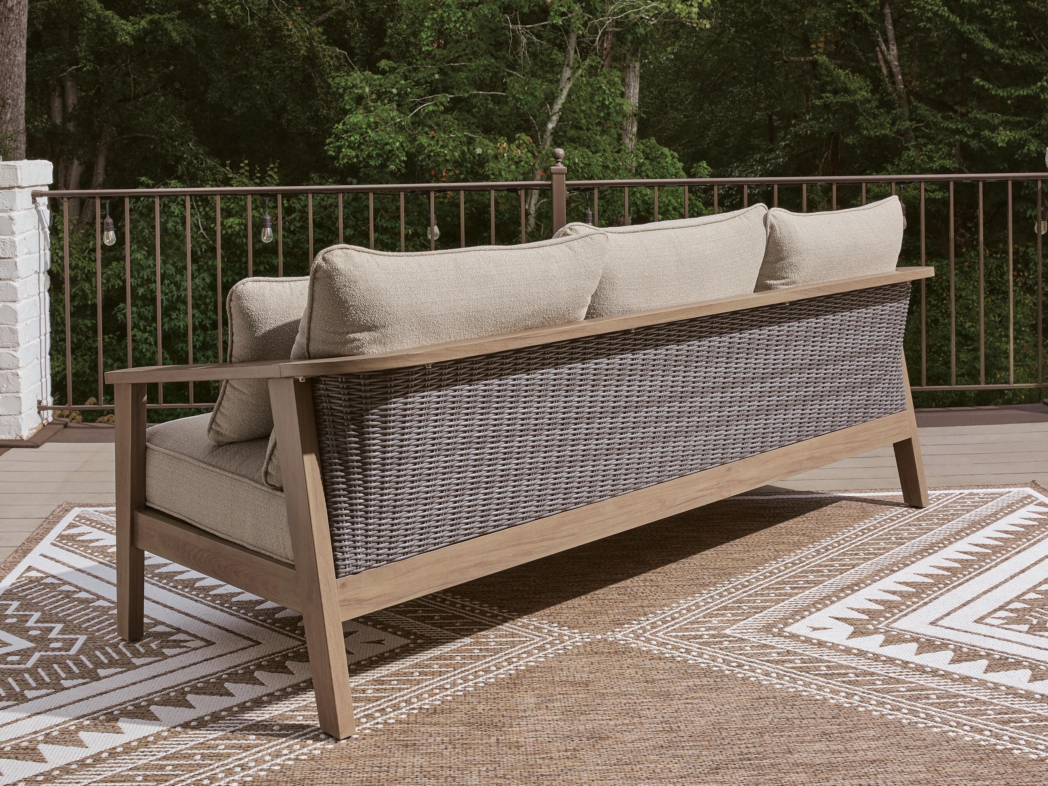 Francis Beach Outdoor Sofa with Cushion — Natural/Gray — view 5