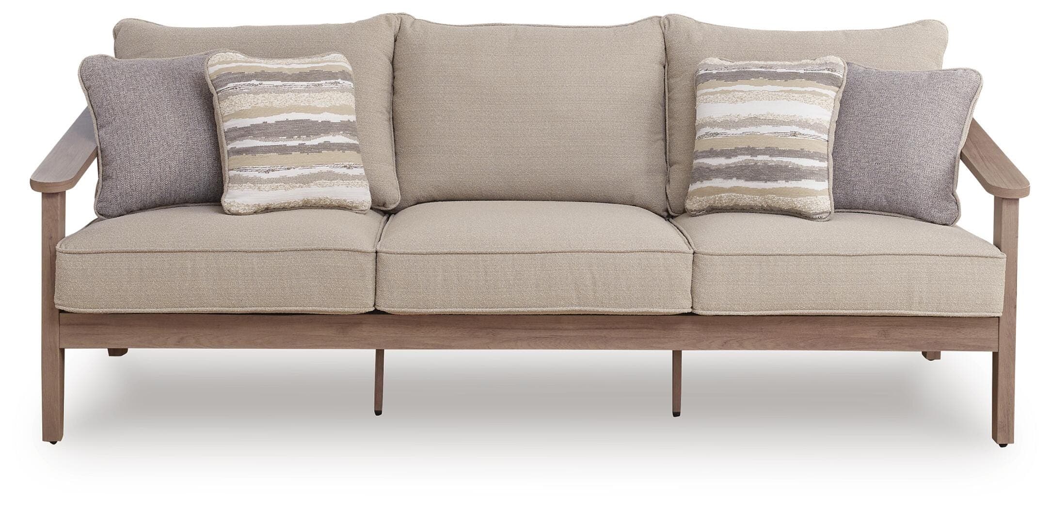 Francis Beach Outdoor Sofa with Cushion — Natural/Gray — view 3
