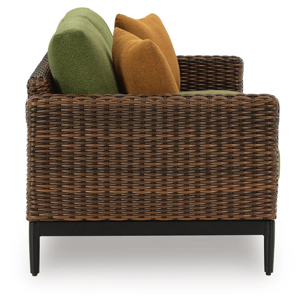 Horizon Hall Outdoor Loveseat with Cushion — Brown/Beige;Green — view 4