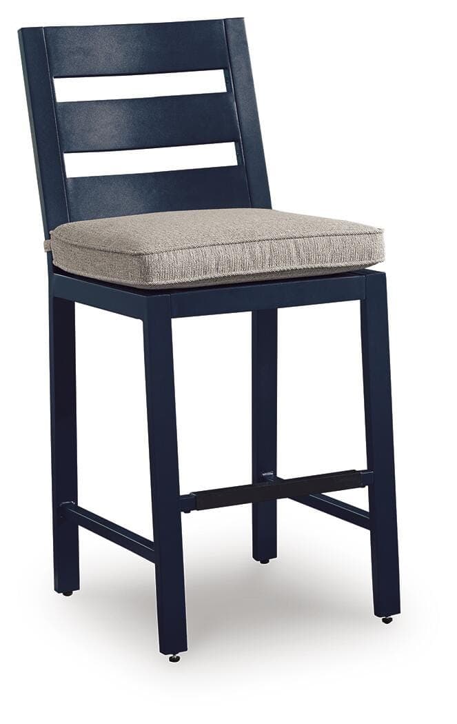 Mabry Shores Outdoor Counter Height Bar Stool (Set of 2) — Navy Blue — view 3