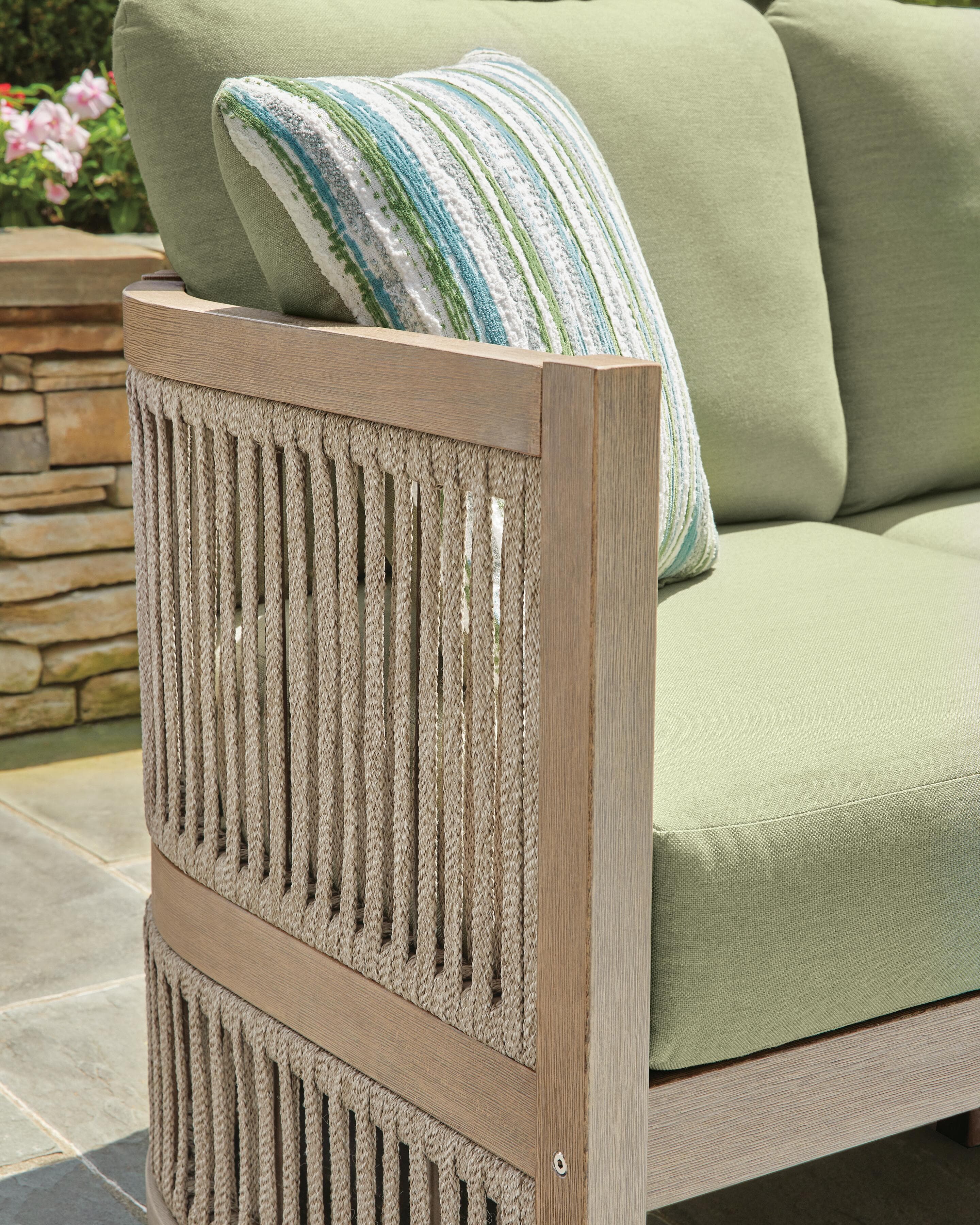 Vision Lane Outdoor Sofa with Cushion — Brown/Beige;Green — view 6