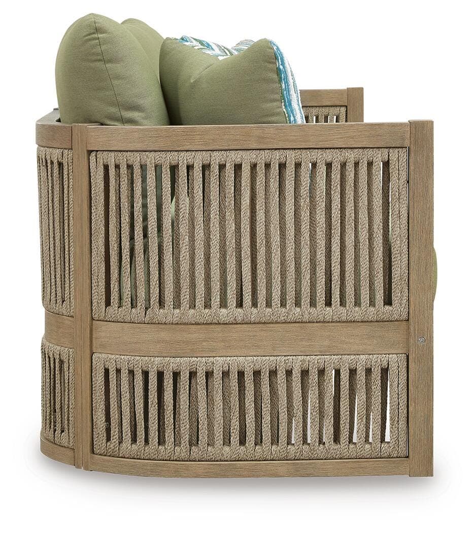 Vision Lane Outdoor Sofa with Cushion — Brown/Beige;Green — view 4