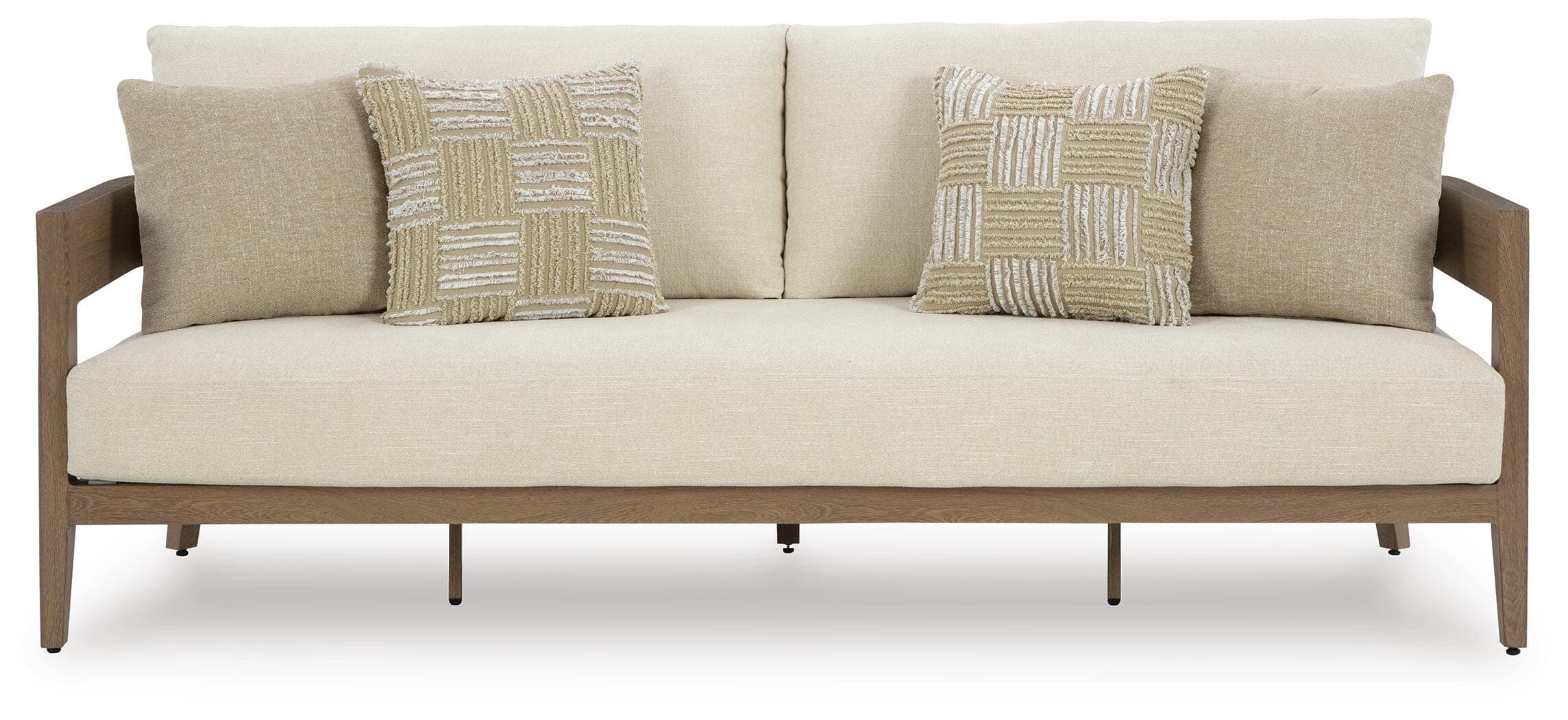Serene Bay Outdoor Sofa with Cushion — Brown/Beige — view 3