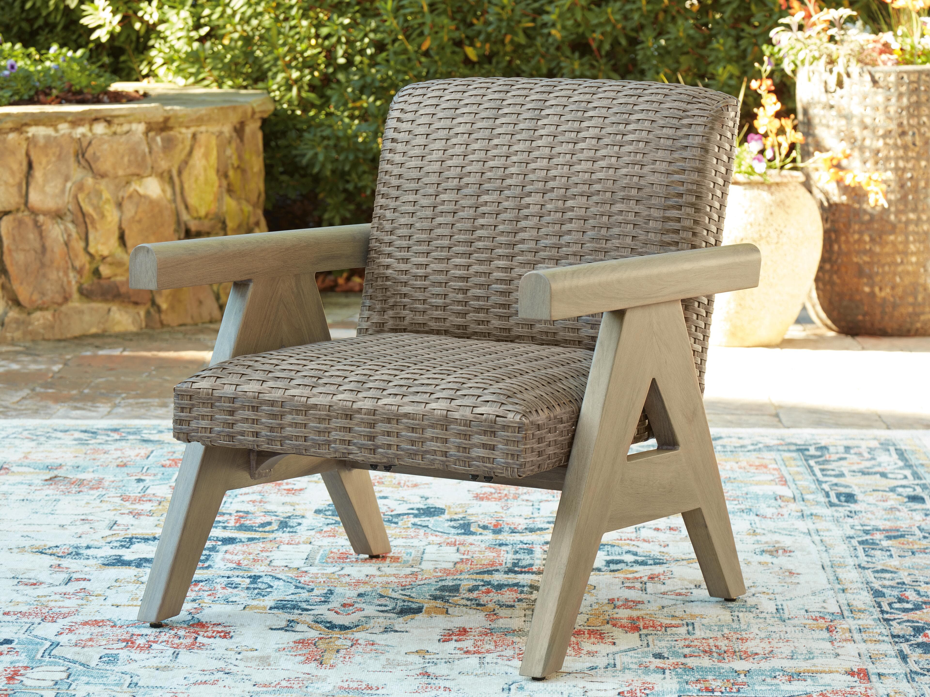 Carisbo Outdoor Rocking Lounge Chair — Brown/Beige — view 2