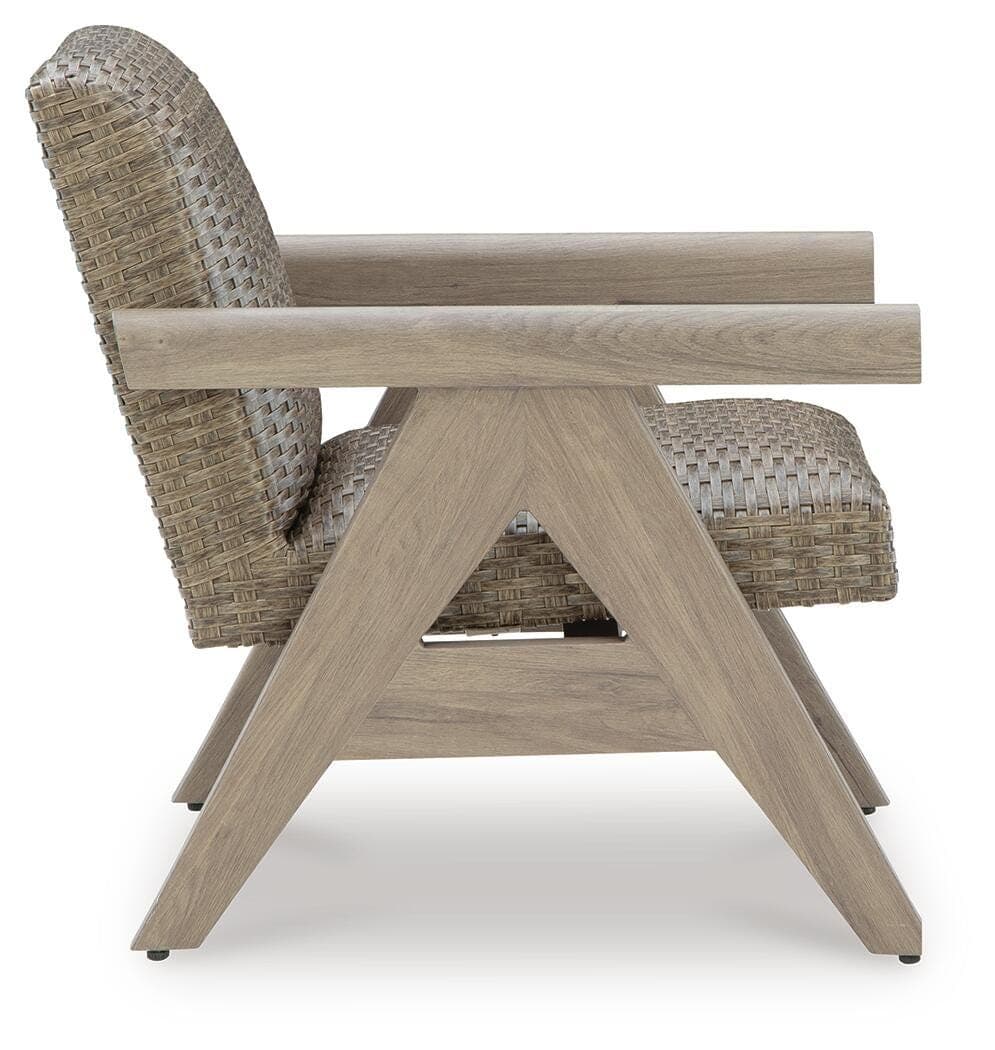 Carisbo Outdoor Rocking Lounge Chair — Brown/Beige — view 4