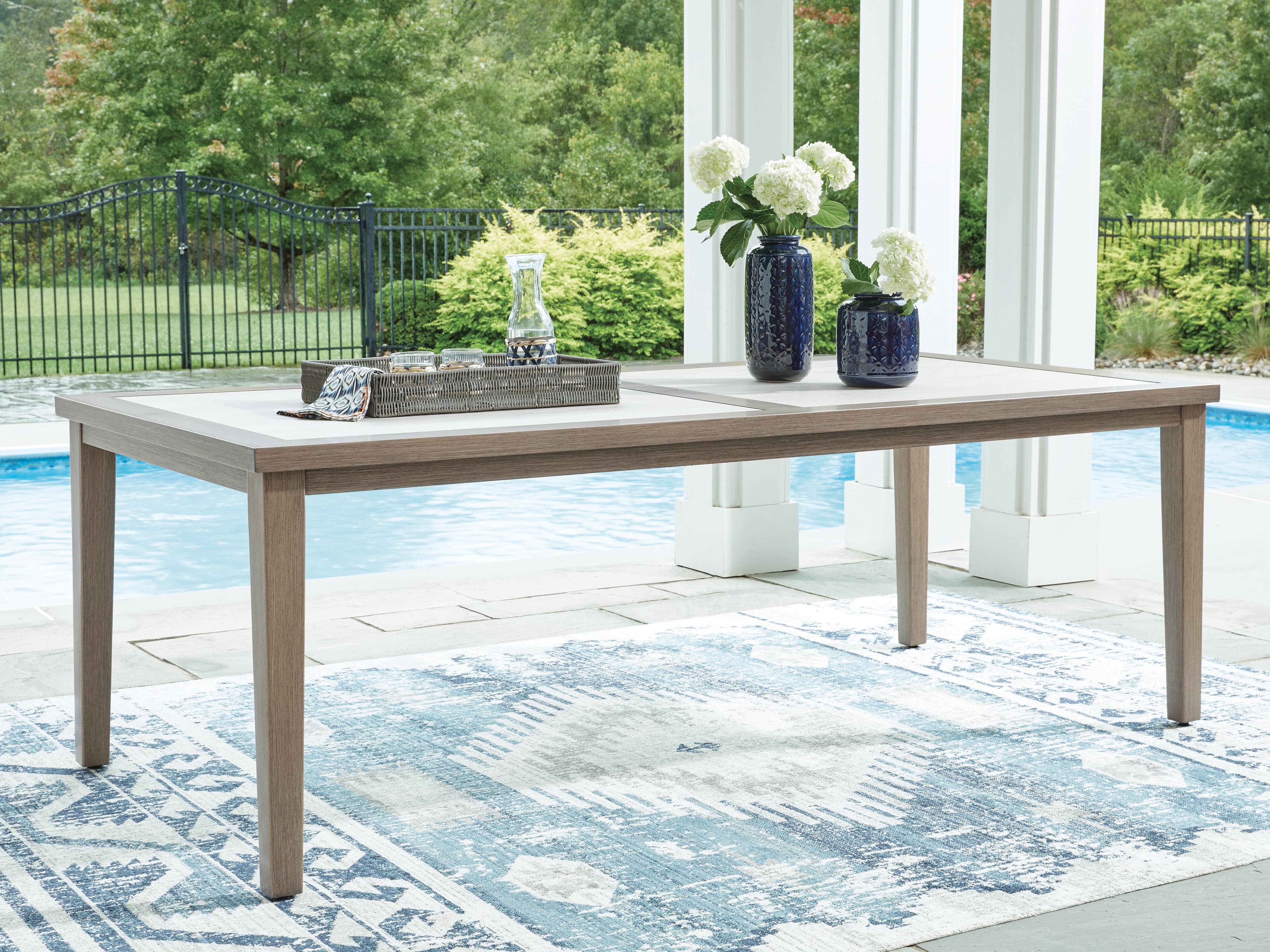Rainier Ranch Outdoor Dining Table — Brown/Beige — view 2