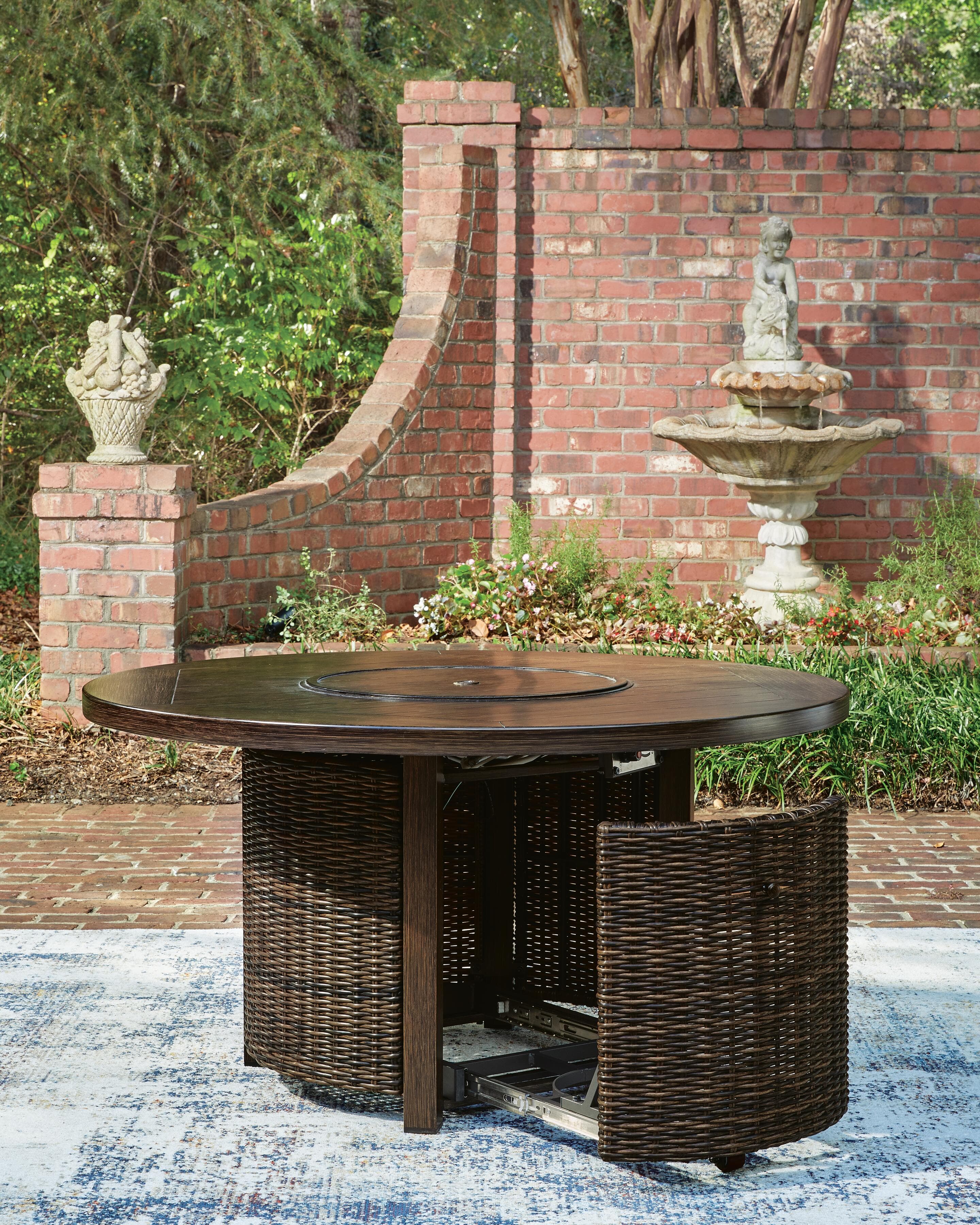 Drakes Beach Outdoor Fire Pit Table — Dark Brown — view 6