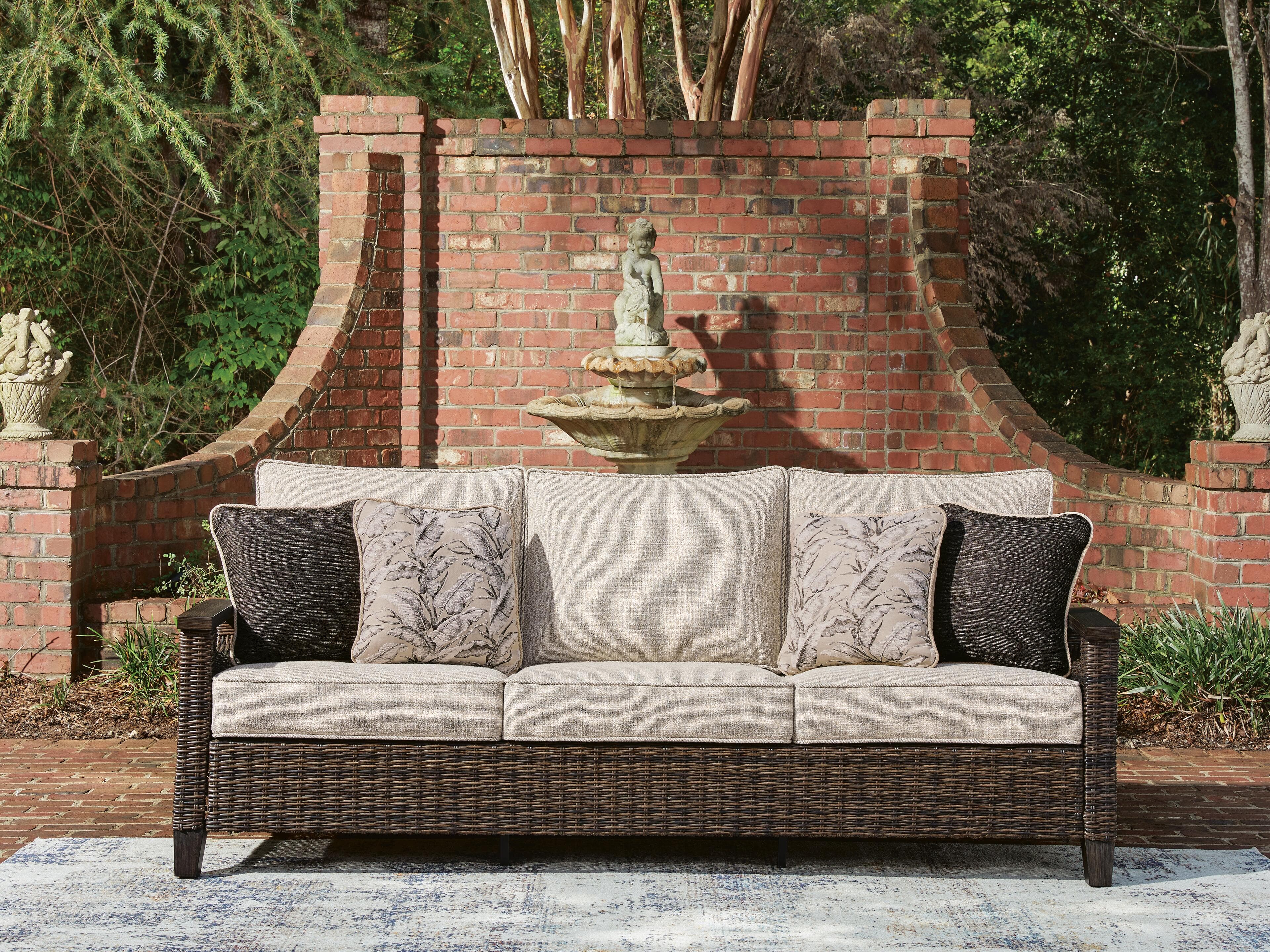 Drakes Beach Outdoor Sofa with Cushion — Dark Brown — view 2