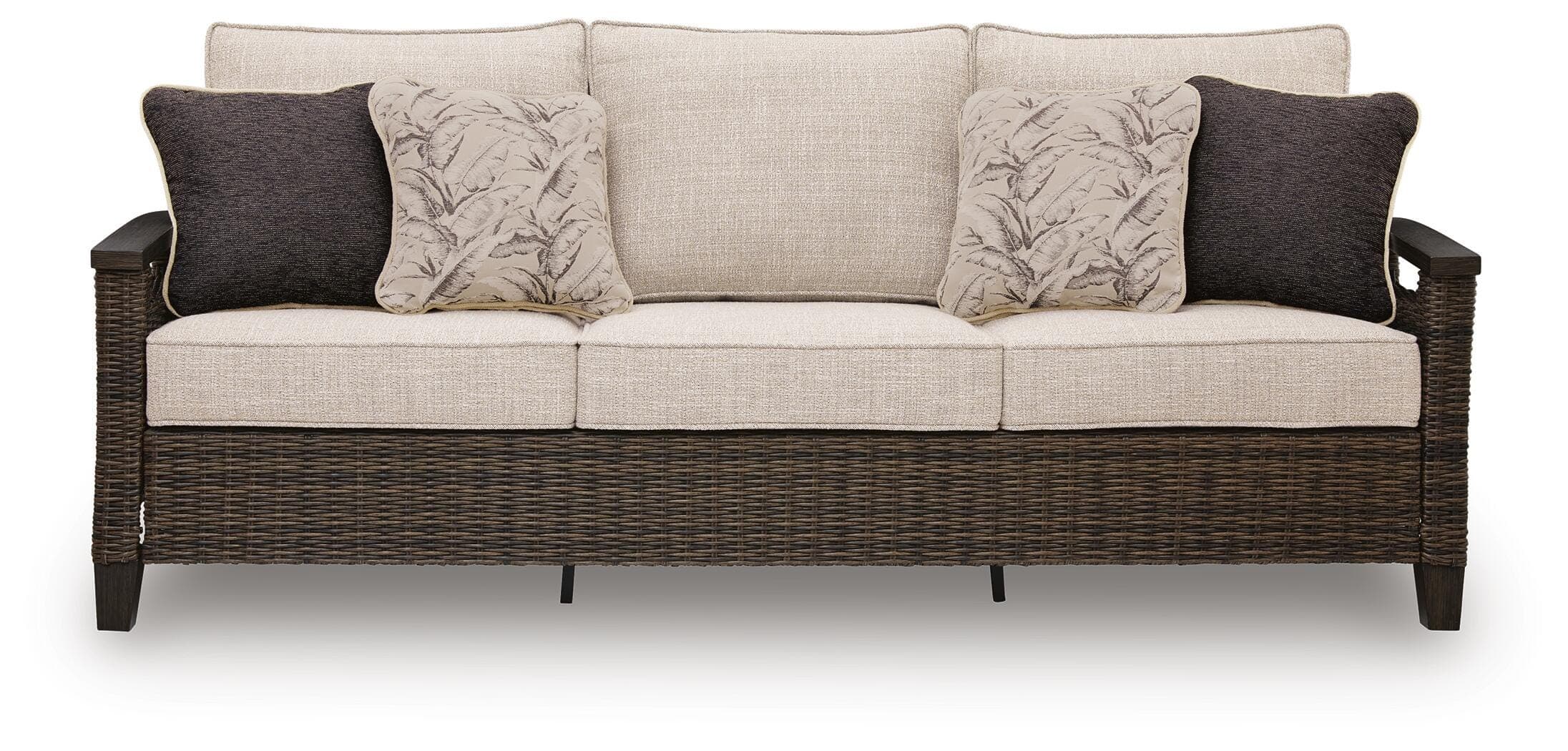 Drakes Beach Outdoor Sofa with Cushion — Dark Brown — view 3