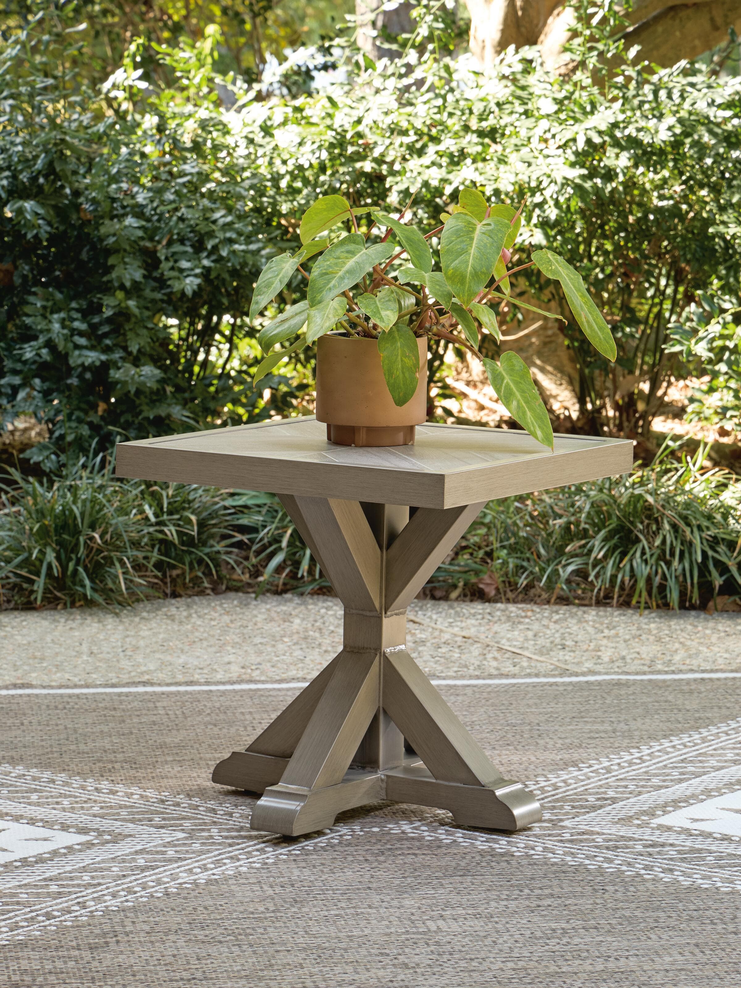 Revare Beach Outdoor End Table — Beige — view 2