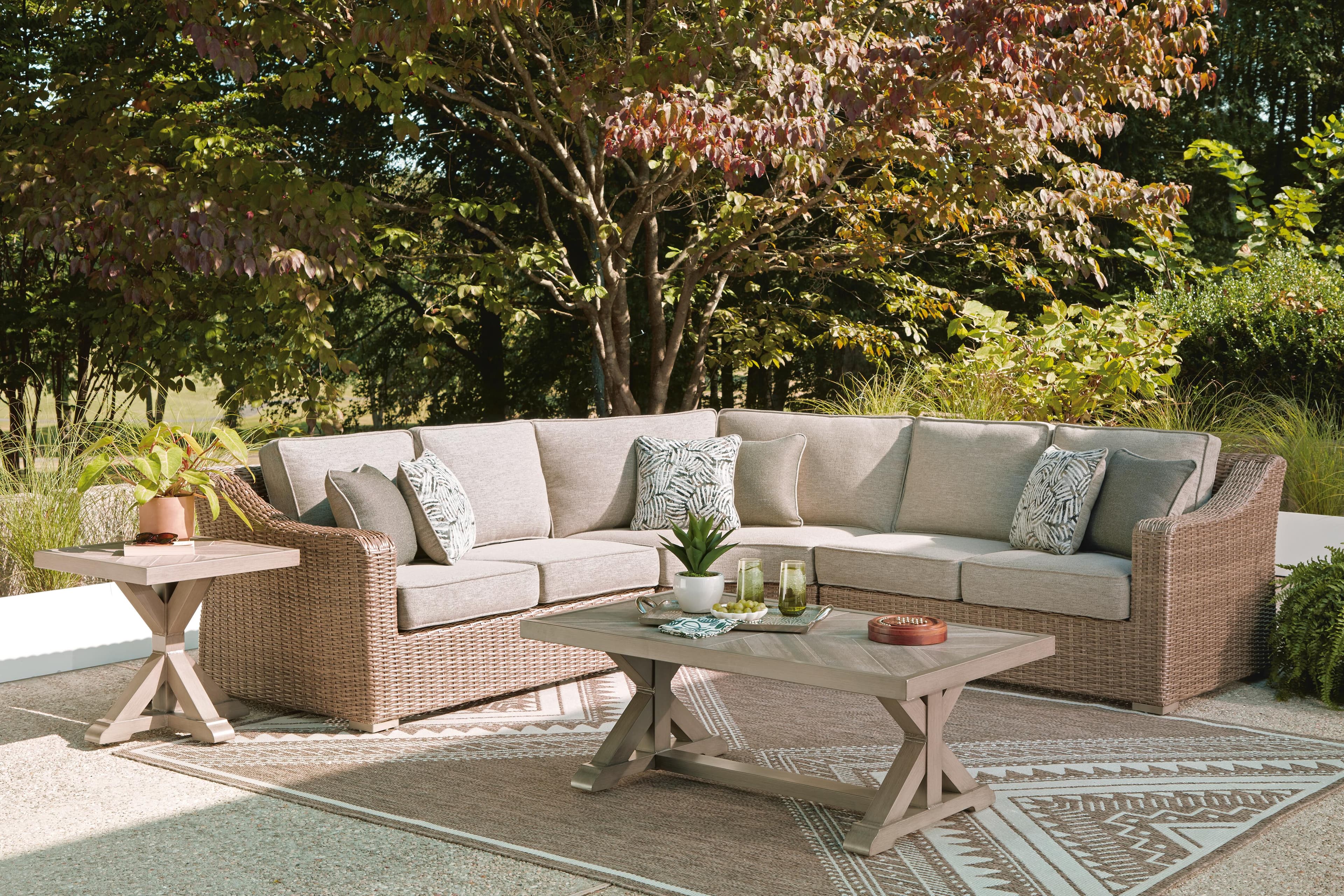 Revare Beach 3-Piece Outdoor Sectional — Beige — view 2