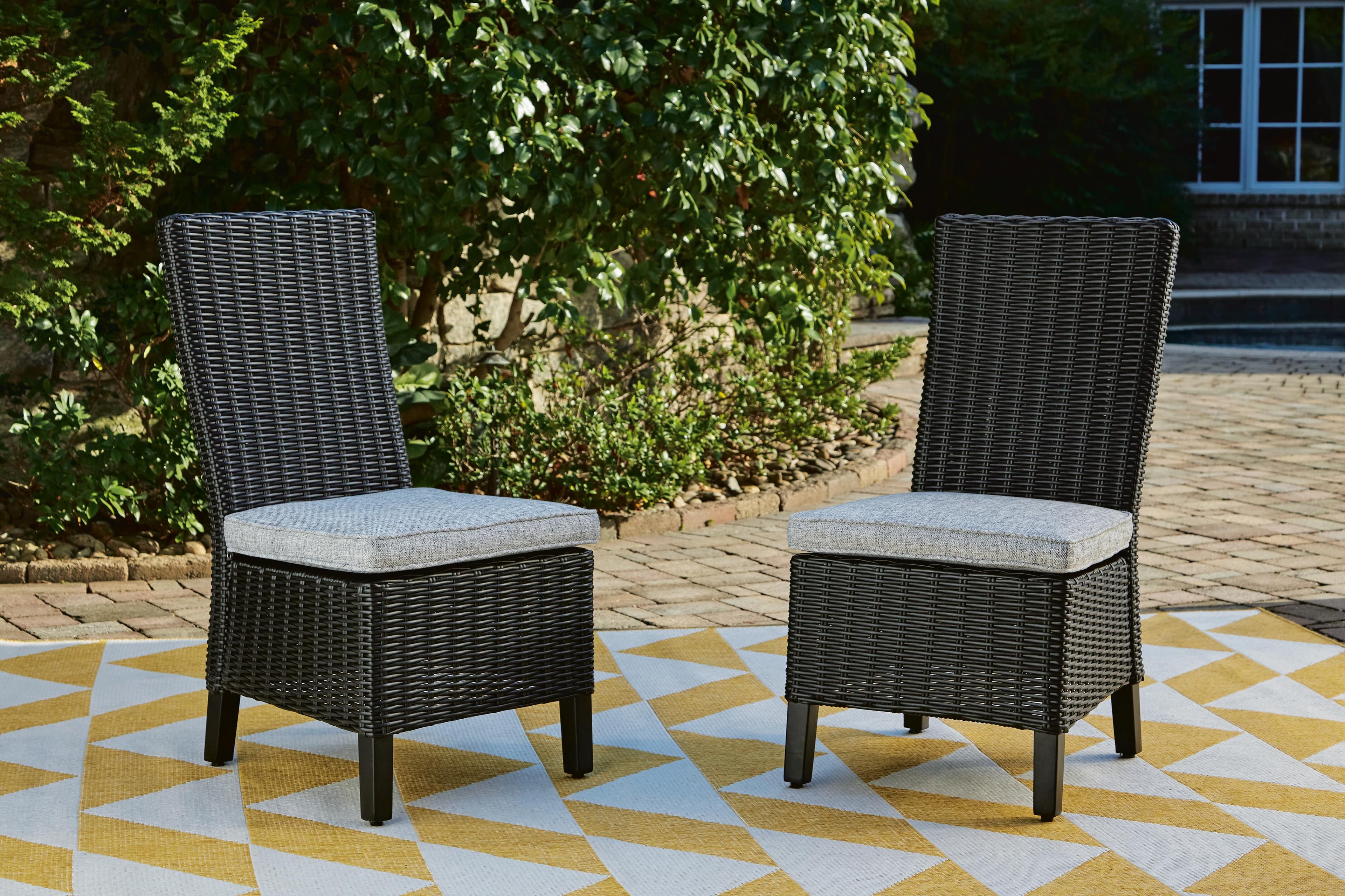 Beachcroft Outdoor Side Chair with Cushion (Set of 2) — Black/Gray — view 2