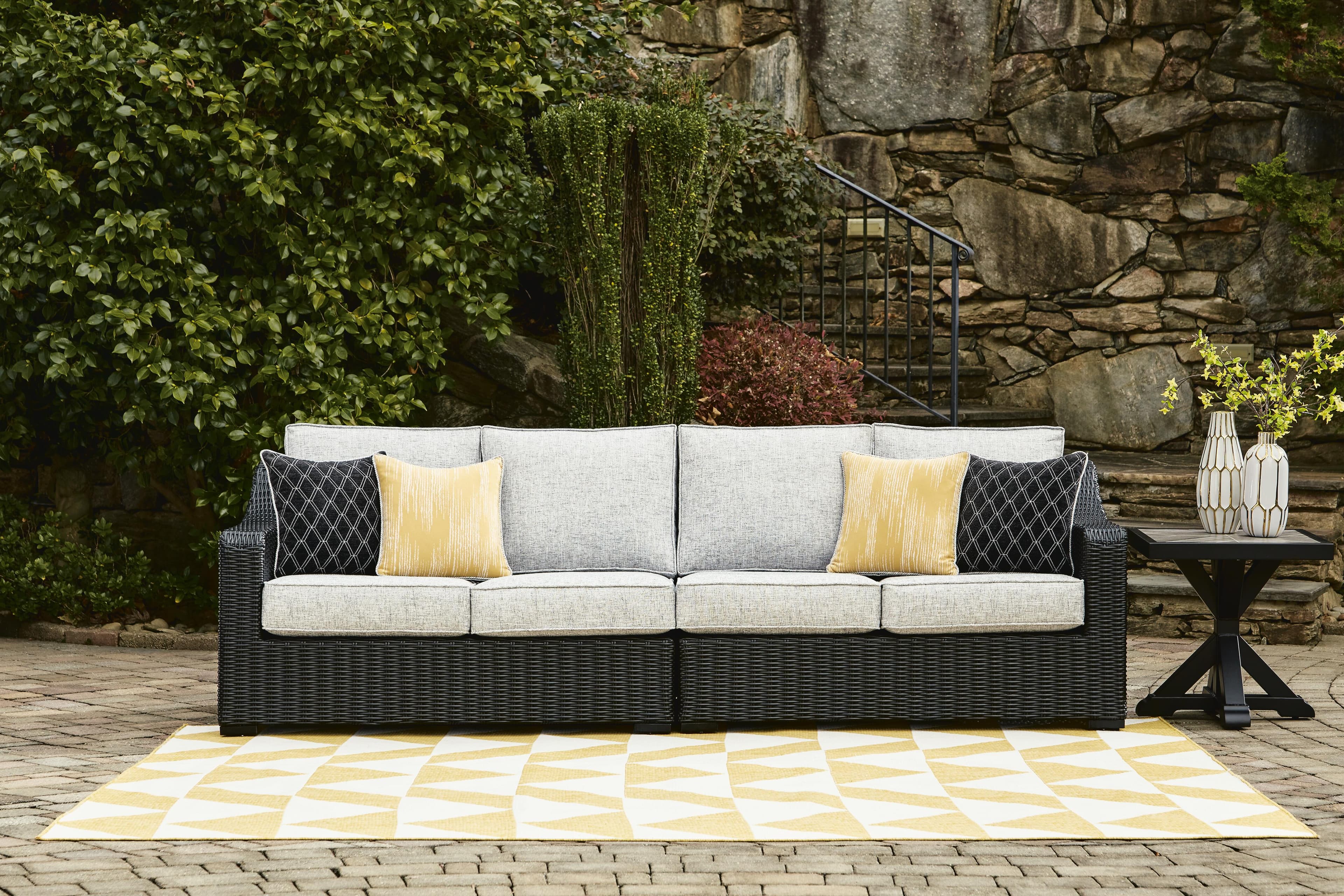 Beachcroft 2-Piece Outdoor Loveseat with Cushion — Black/Gray — view 2